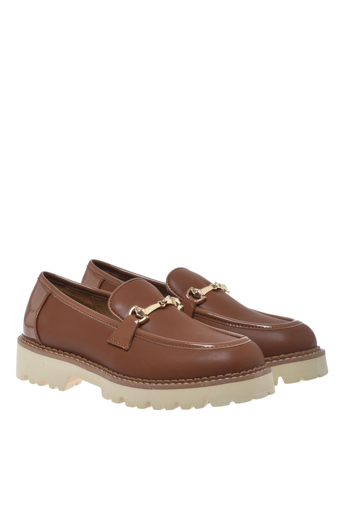 Loafer in brown leather and patent-Baldinini-OUTLET-ARCHIVIST-ARCHIVE-SALE