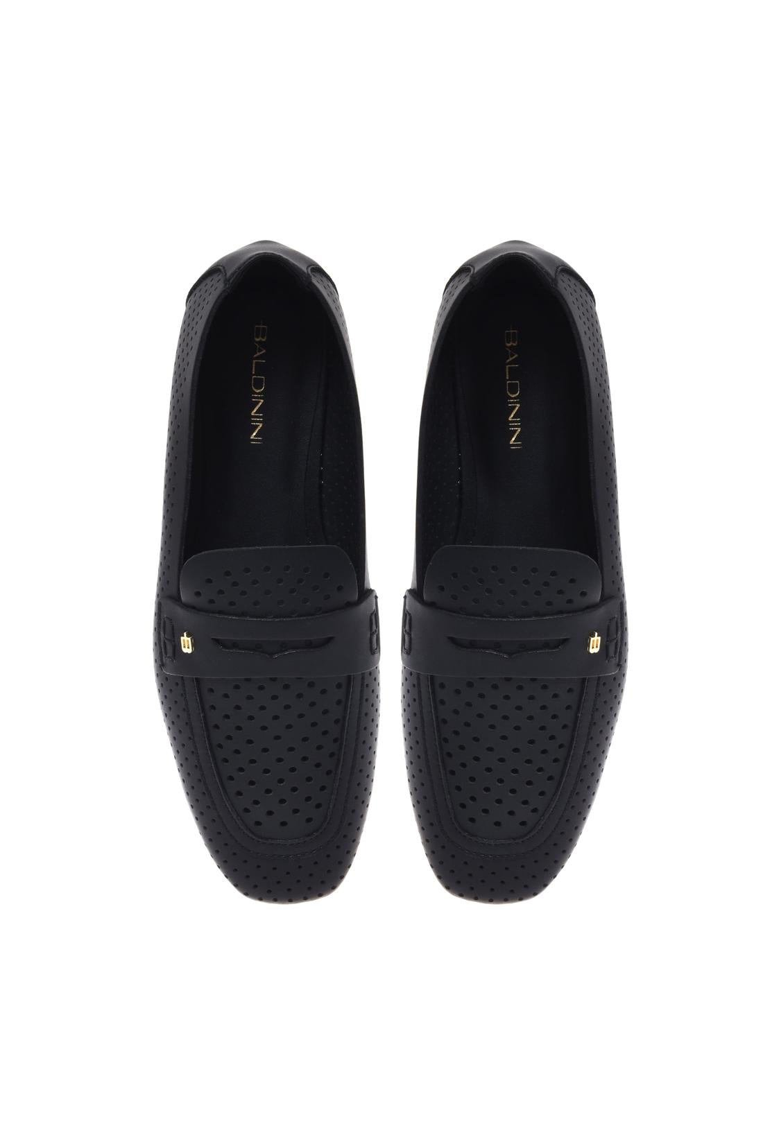 Black perforated nappa leather loafer-Baldinini-OUTLET-ARCHIVIST-ARCHIVE-SALE