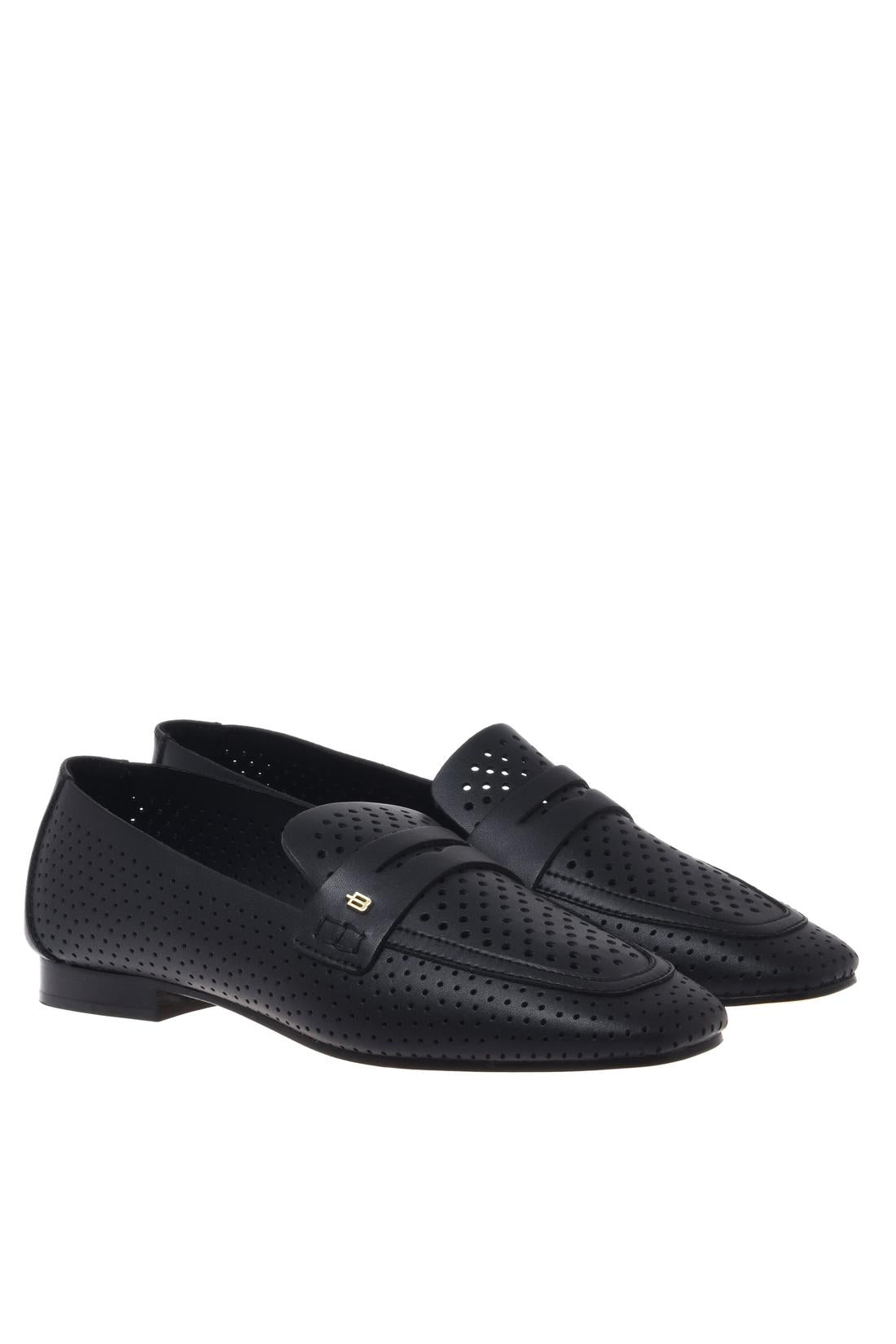 Black perforated nappa leather loafer-Baldinini-OUTLET-ARCHIVIST-ARCHIVE-SALE