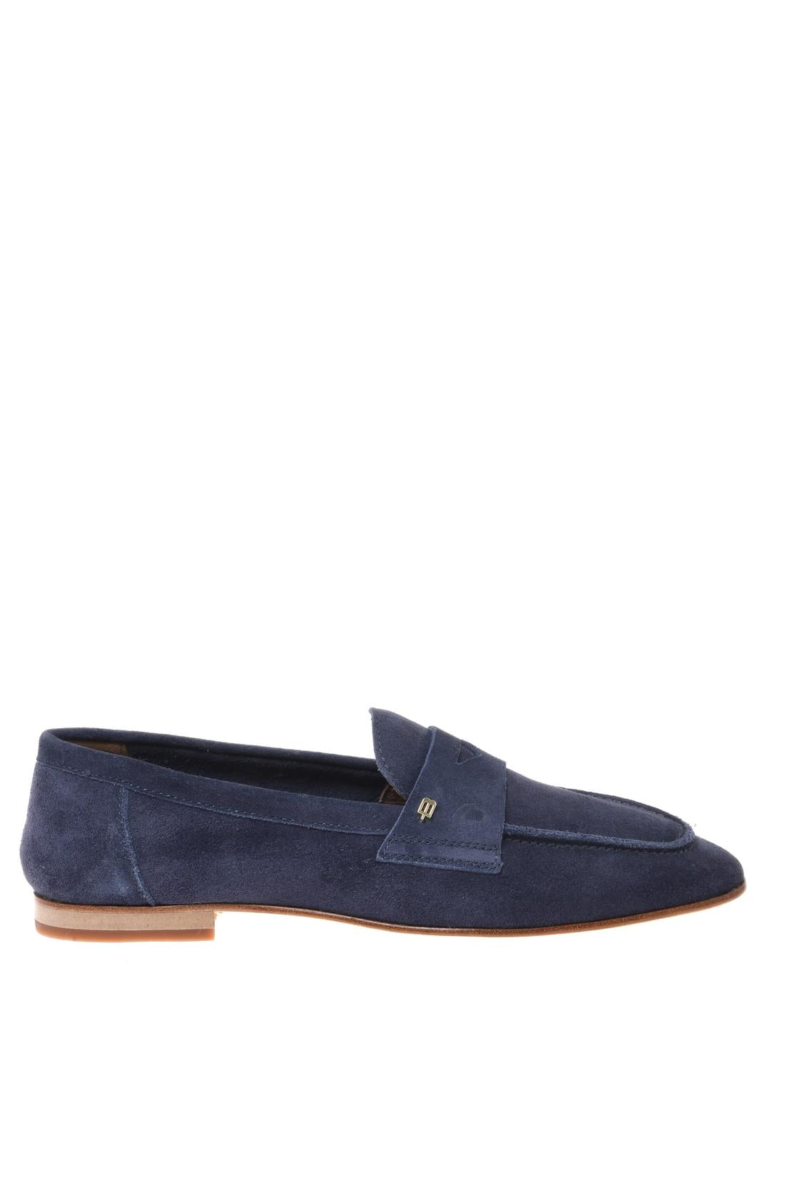 Blue suede leather loafer