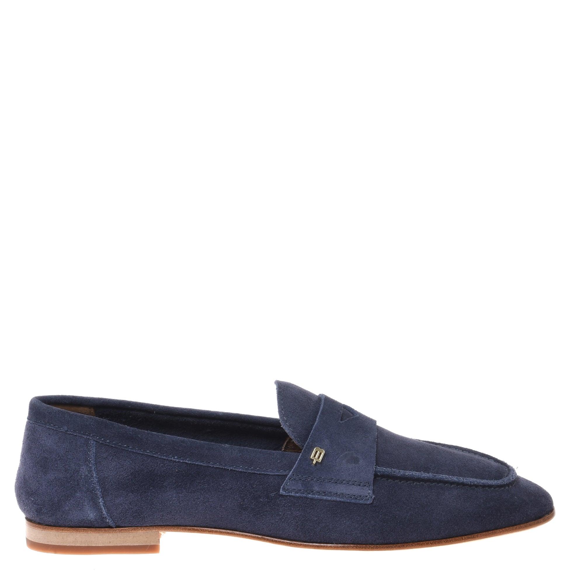 Blue suede leather loafer