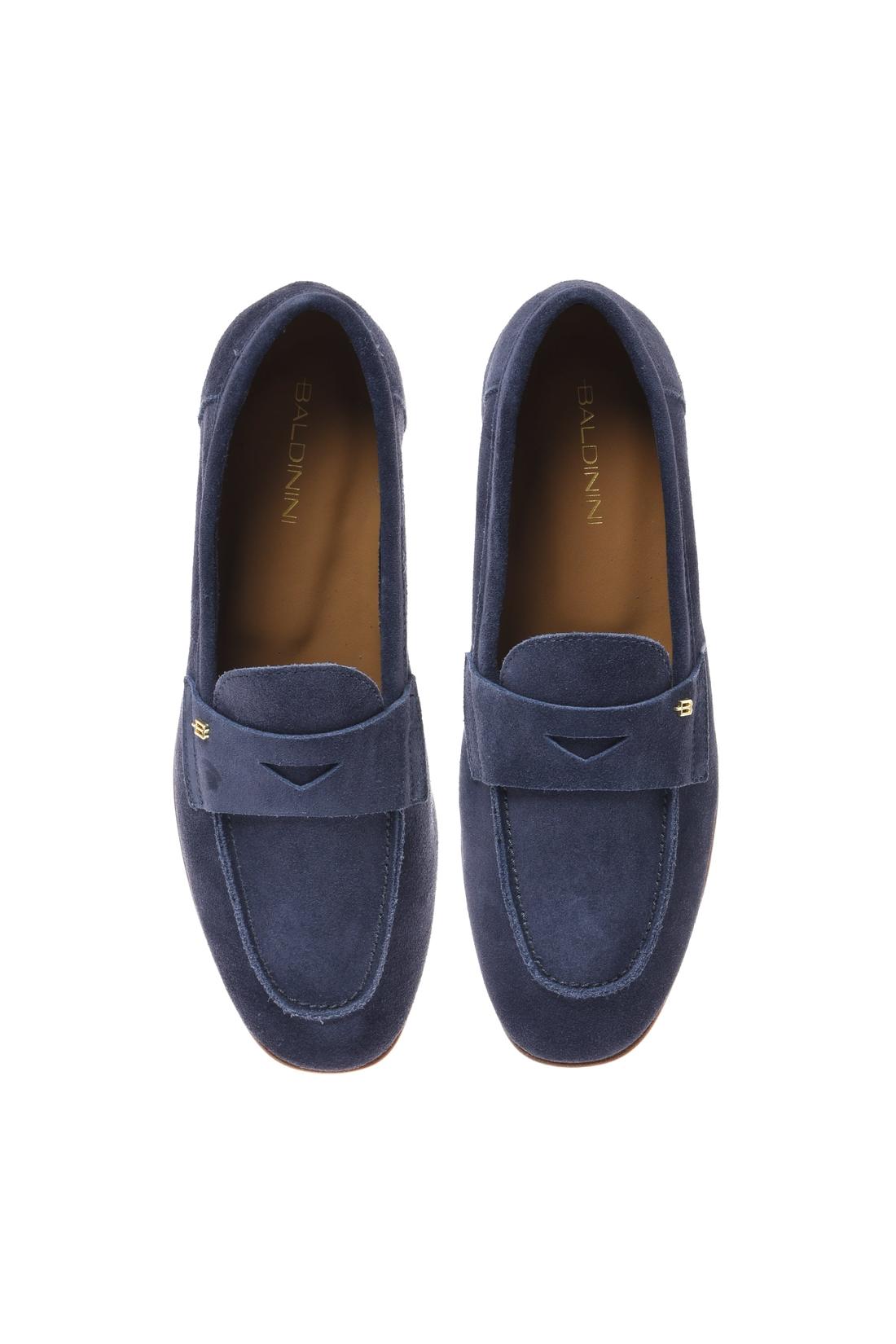 Blue suede leather loafer