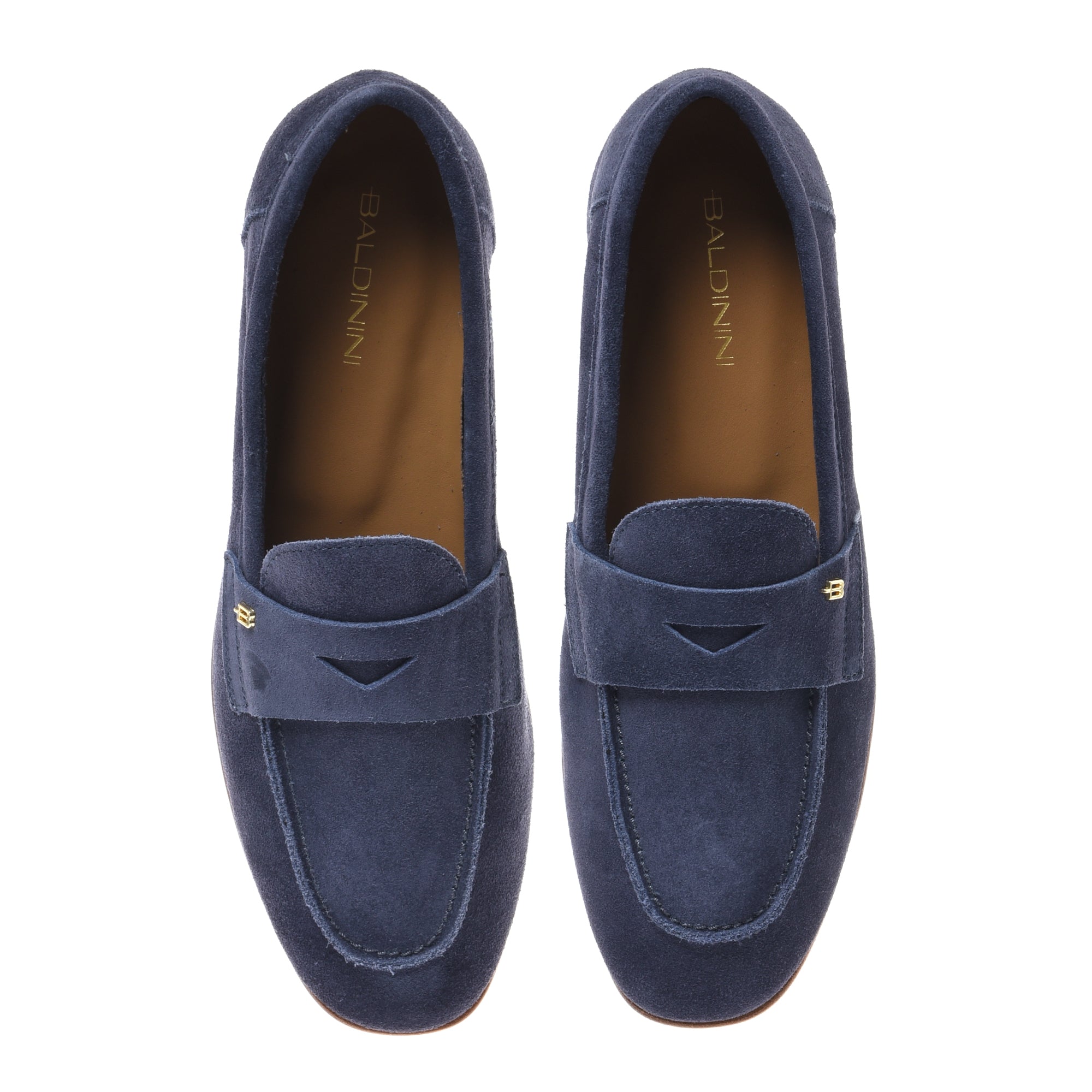 Blue suede leather loafer