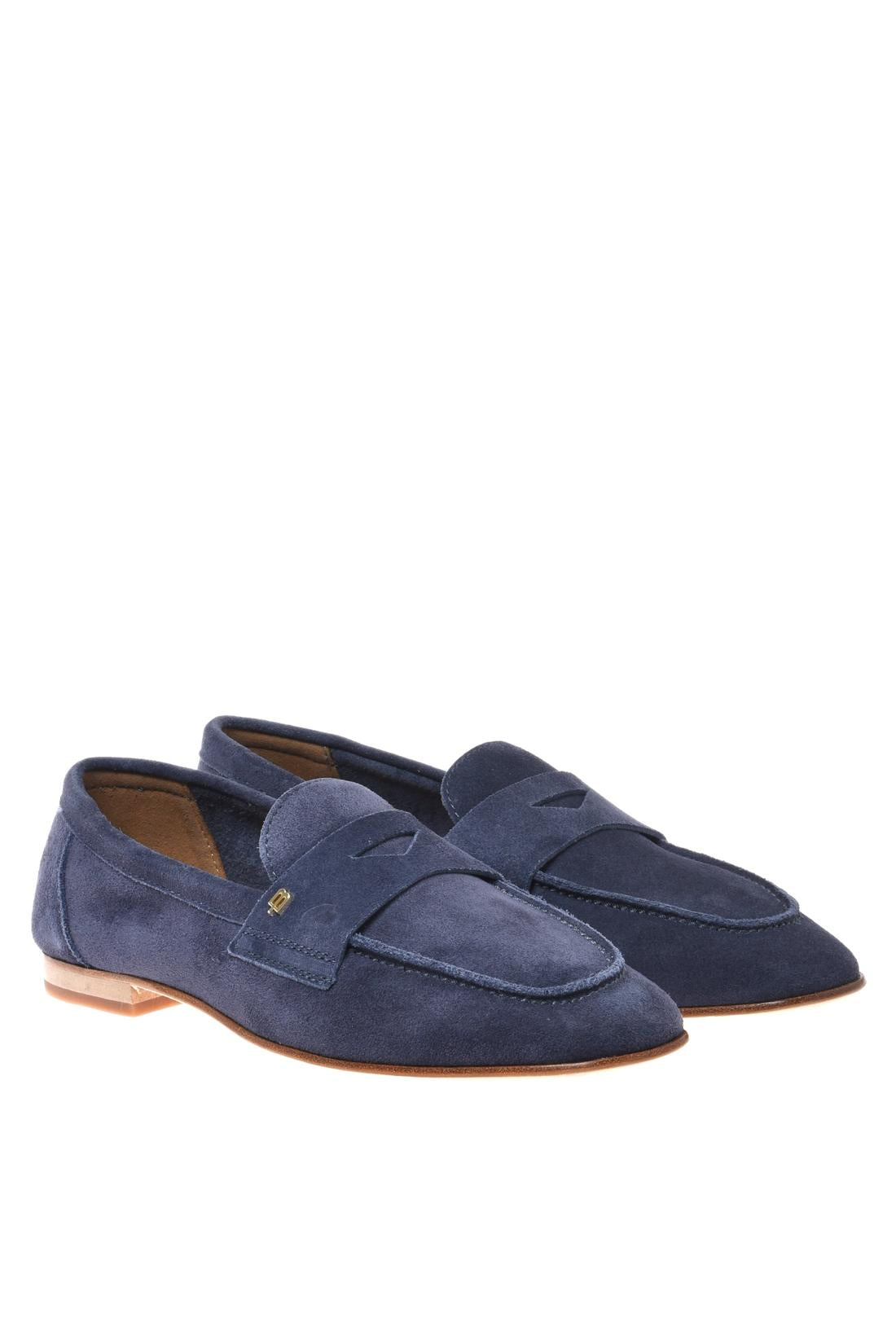 Blue suede leather loafer