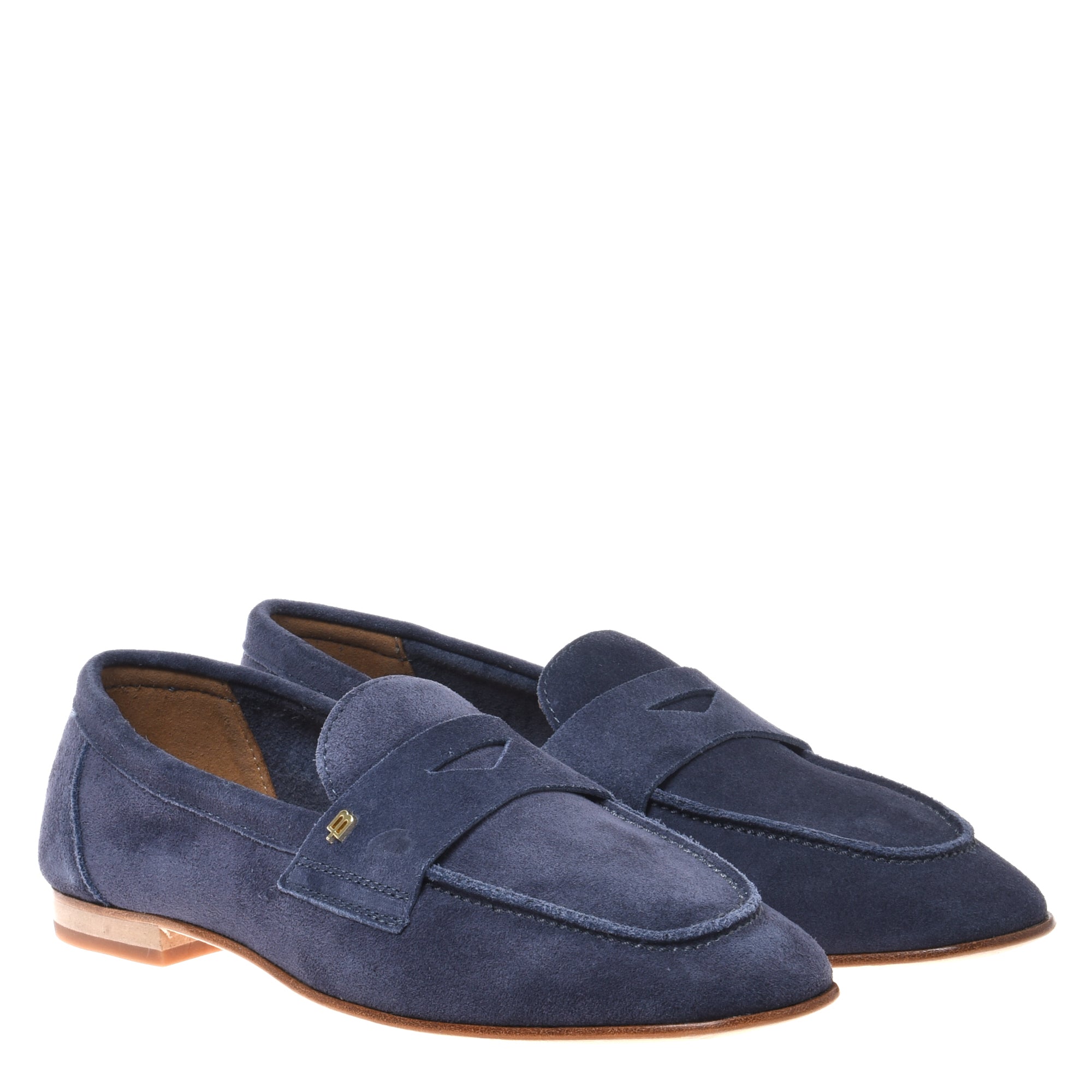 Blue suede leather loafer