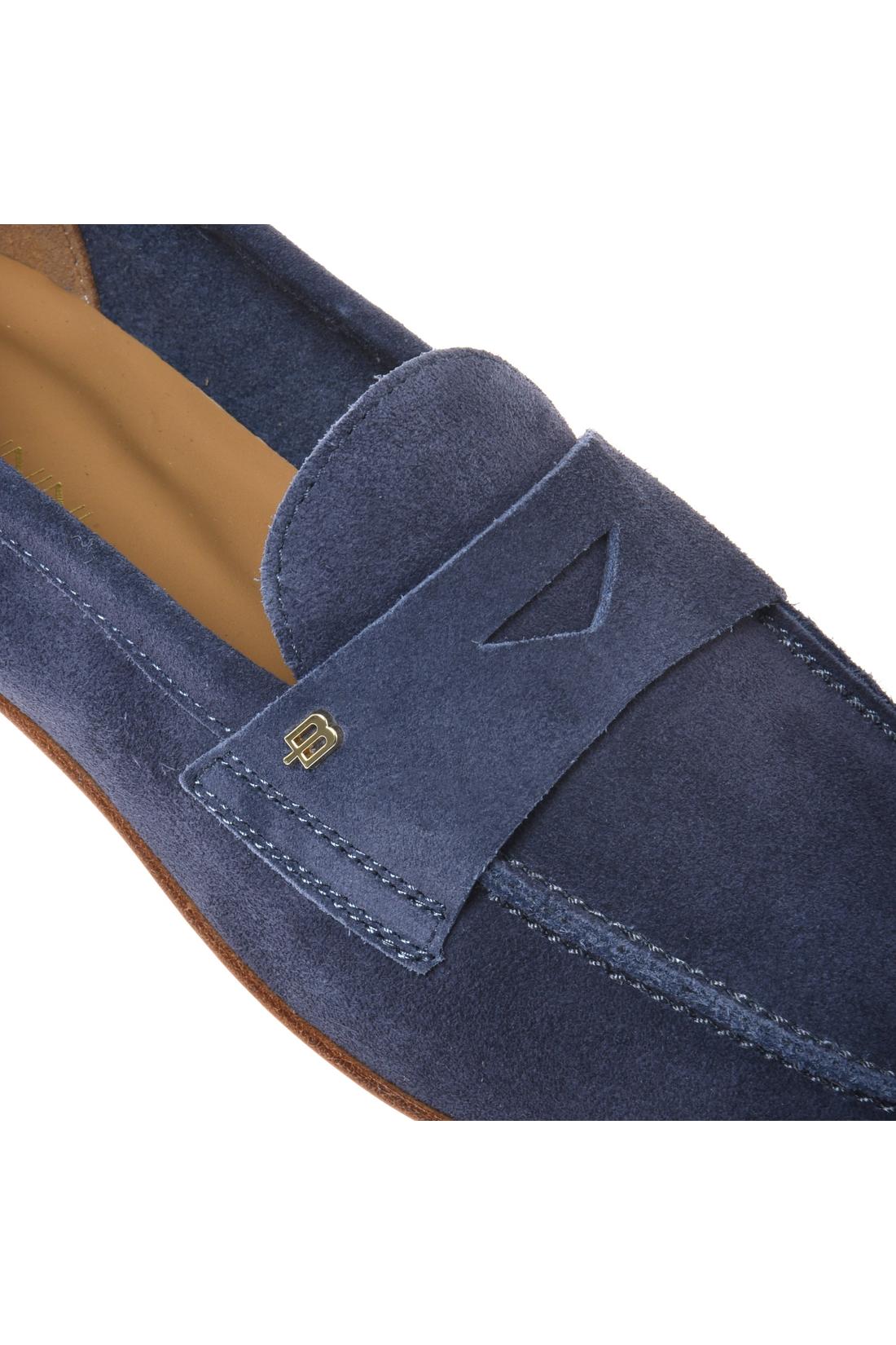 Blue suede leather loafer
