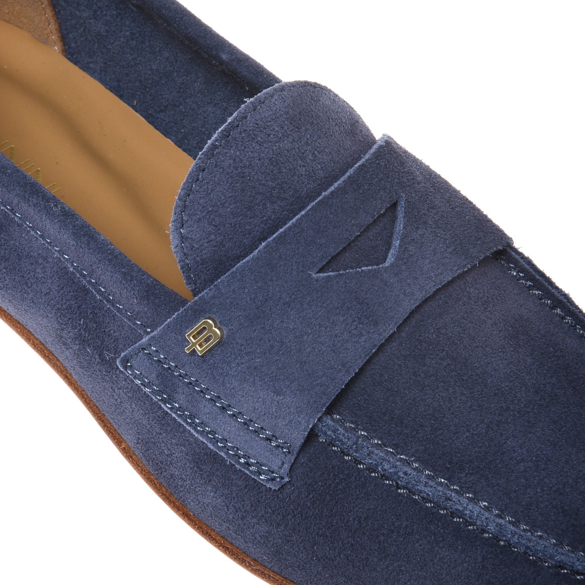 Blue suede leather loafer