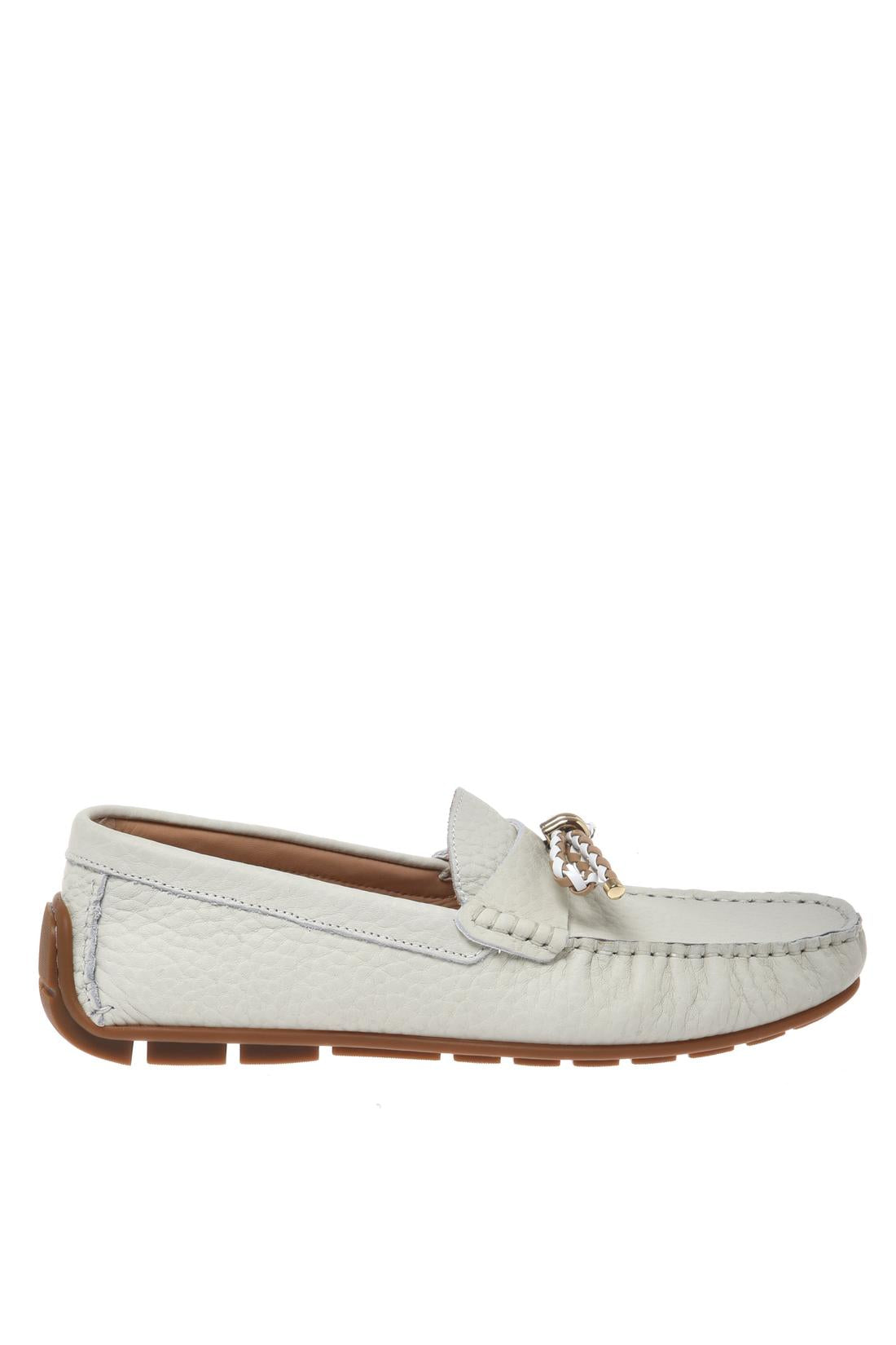 Moccasin in tumbled leather off white-Flache Schuhe-Baldinini-OUTLET-41-PANNA-ARCHIVIST-ARCHIVE-SALE