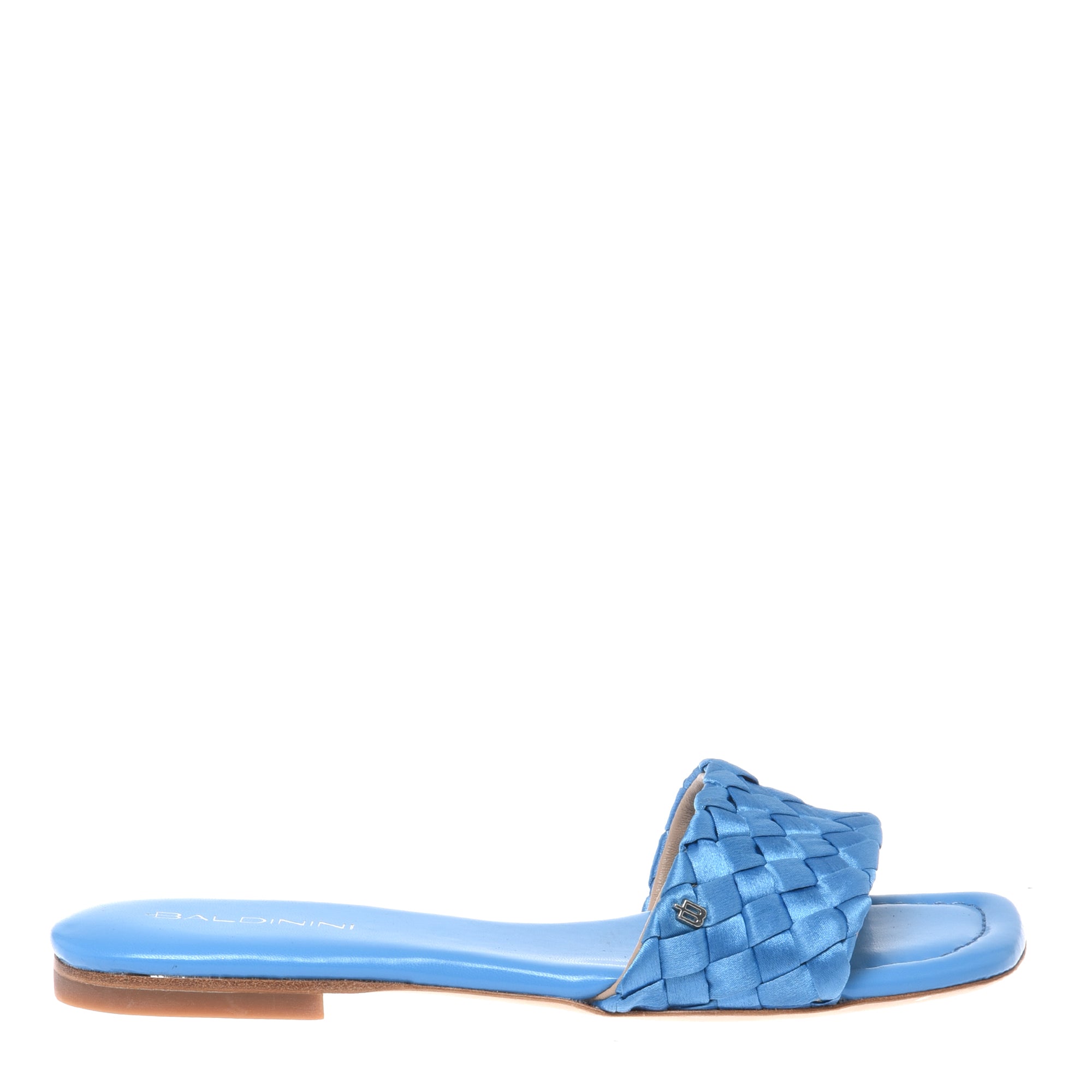 Mule in braided light blue satin-Baldinini-OUTLET-41-AZZURRO-ARCHIVIST-ARCHIVE-SALE