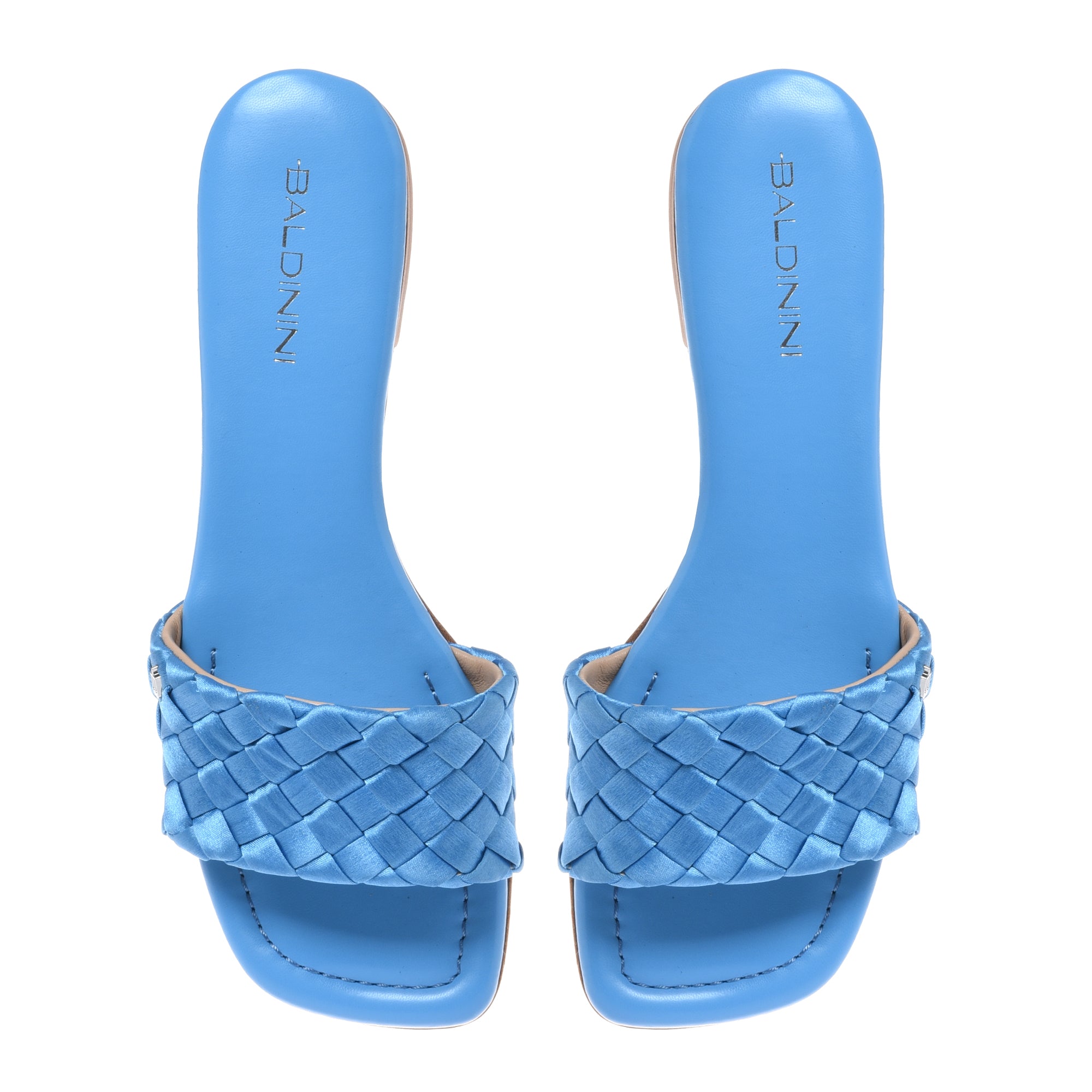 Mule in braided light blue satin-Baldinini-OUTLET-ARCHIVIST-ARCHIVE-SALE