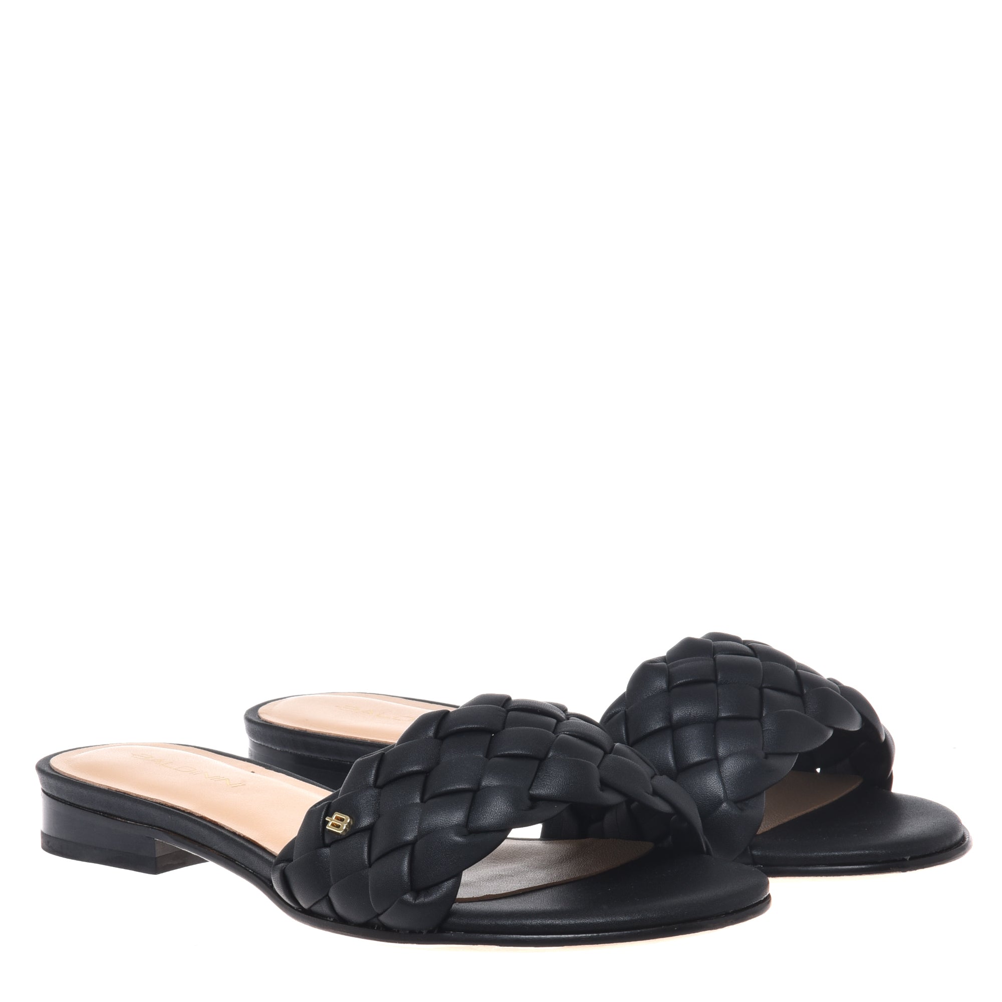 Mule in braided black faux leather-Baldinini-OUTLET-ARCHIVIST-ARCHIVE-SALE
