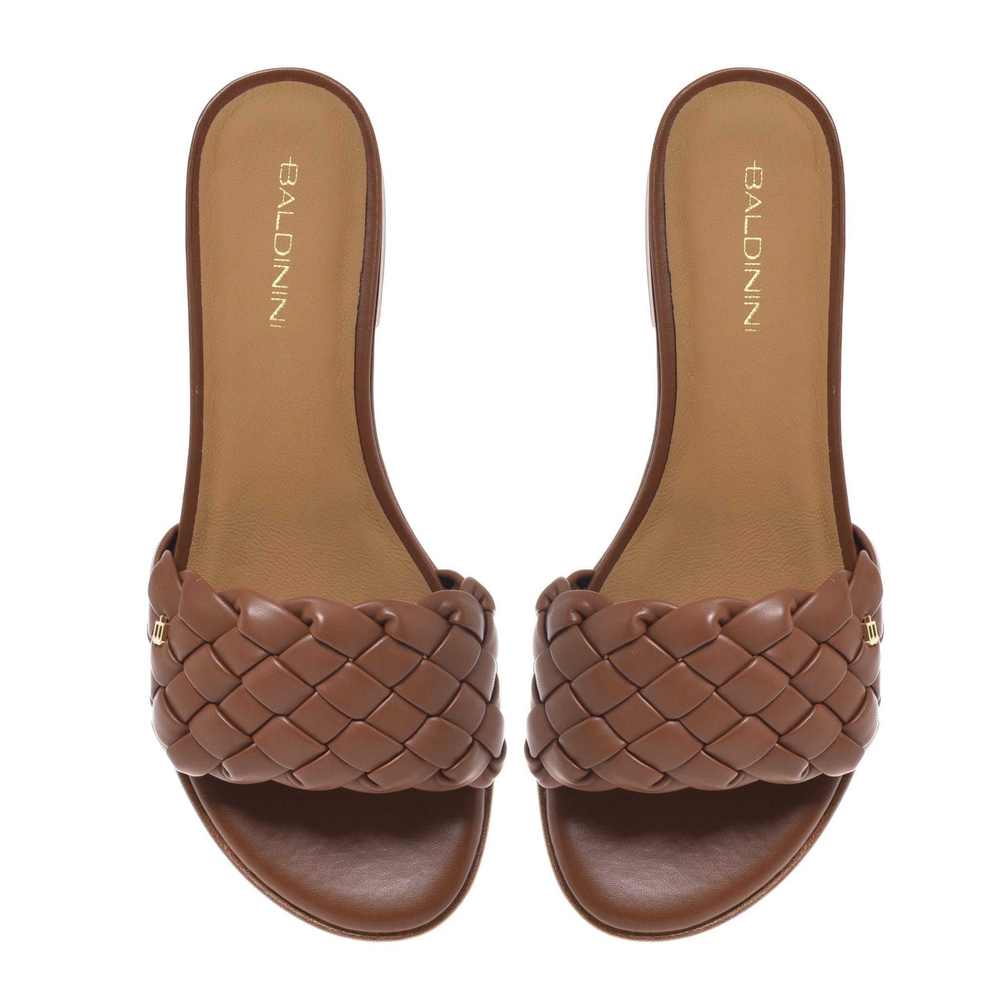 Mule in braided brown faux leather-Baldinini-OUTLET-ARCHIVIST-ARCHIVE-SALE