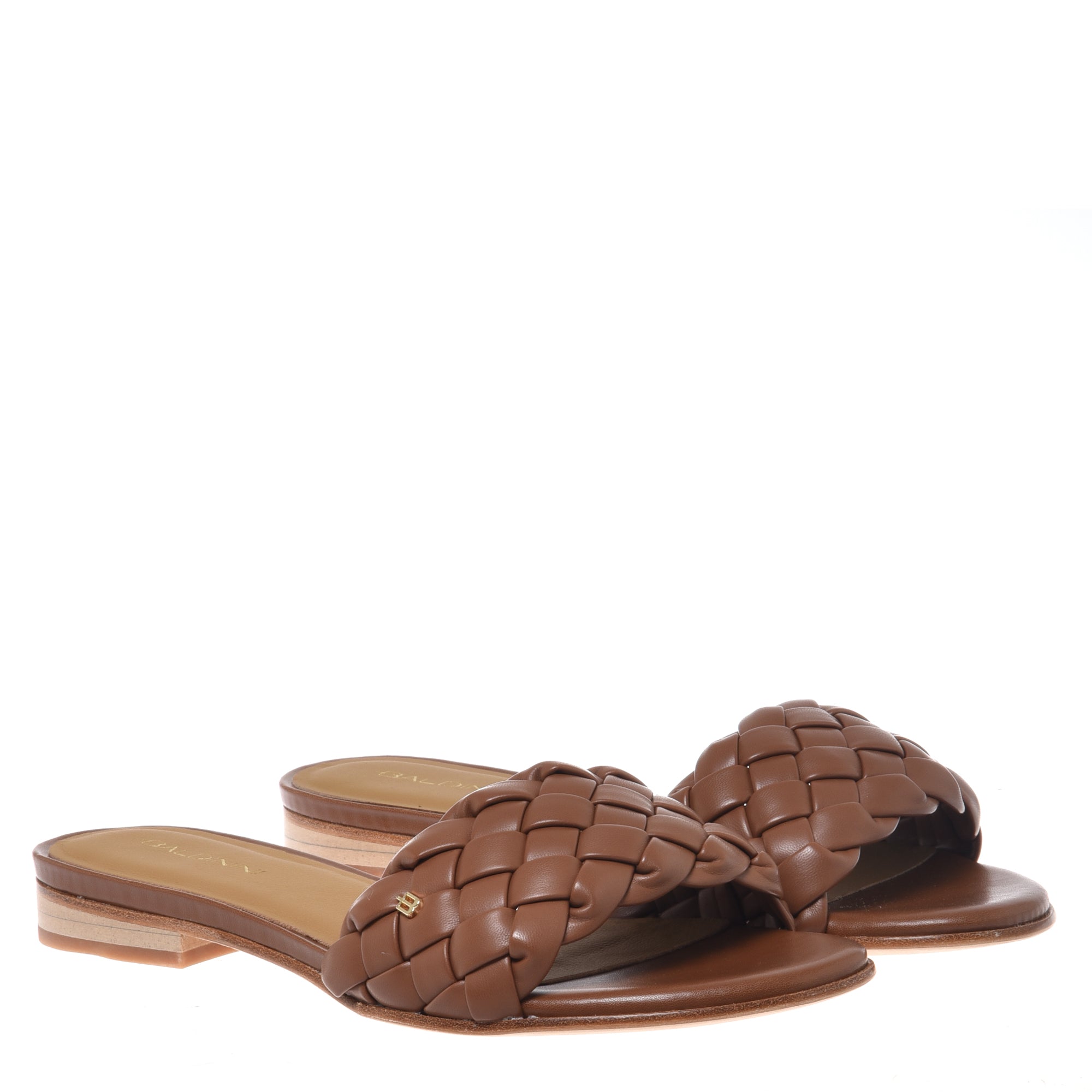 Mule in braided brown faux leather-Baldinini-OUTLET-ARCHIVIST-ARCHIVE-SALE