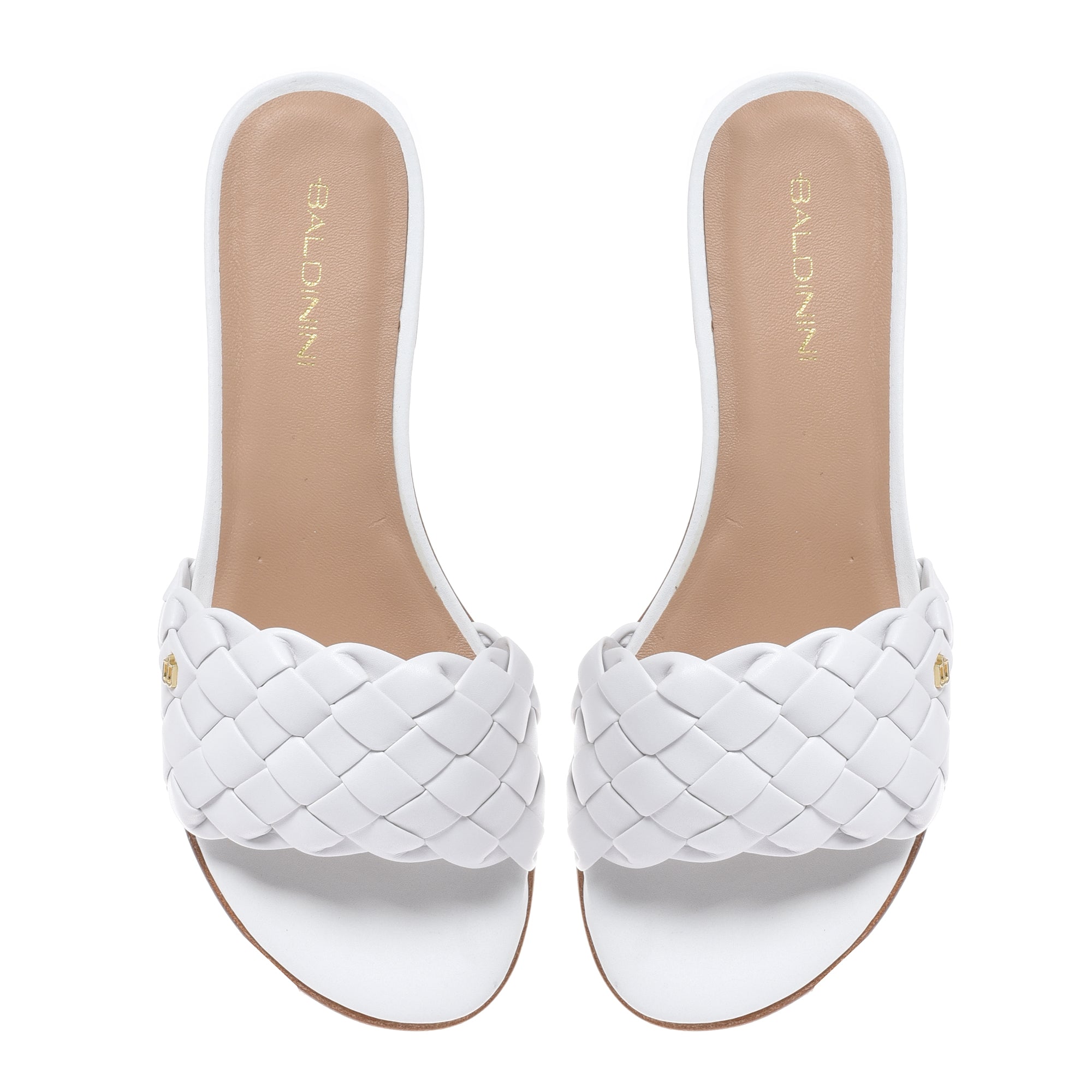 Mule in braided white faux leather-Baldinini-OUTLET-ARCHIVIST-ARCHIVE-SALE