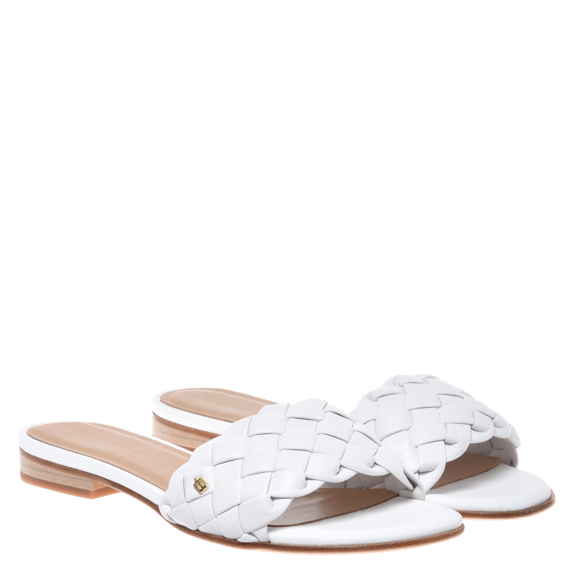 Mule in braided white faux leather-Baldinini-OUTLET-ARCHIVIST-ARCHIVE-SALE