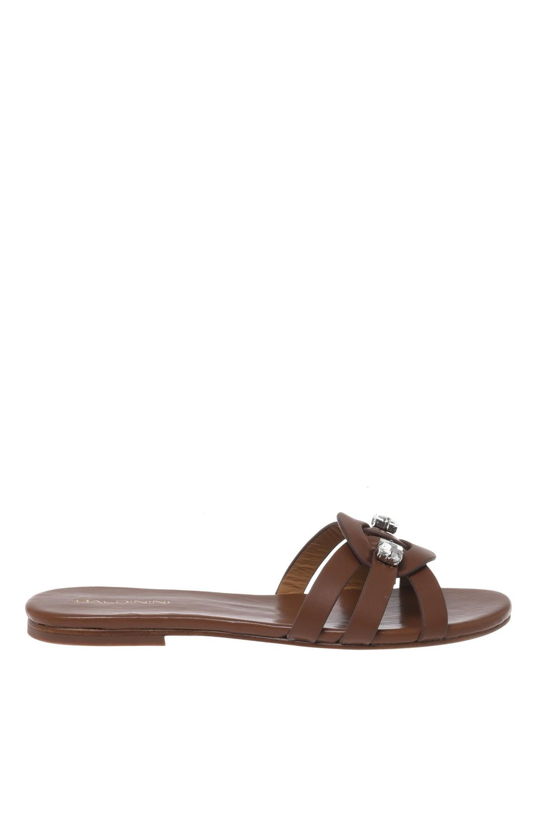 Mule in leather brown