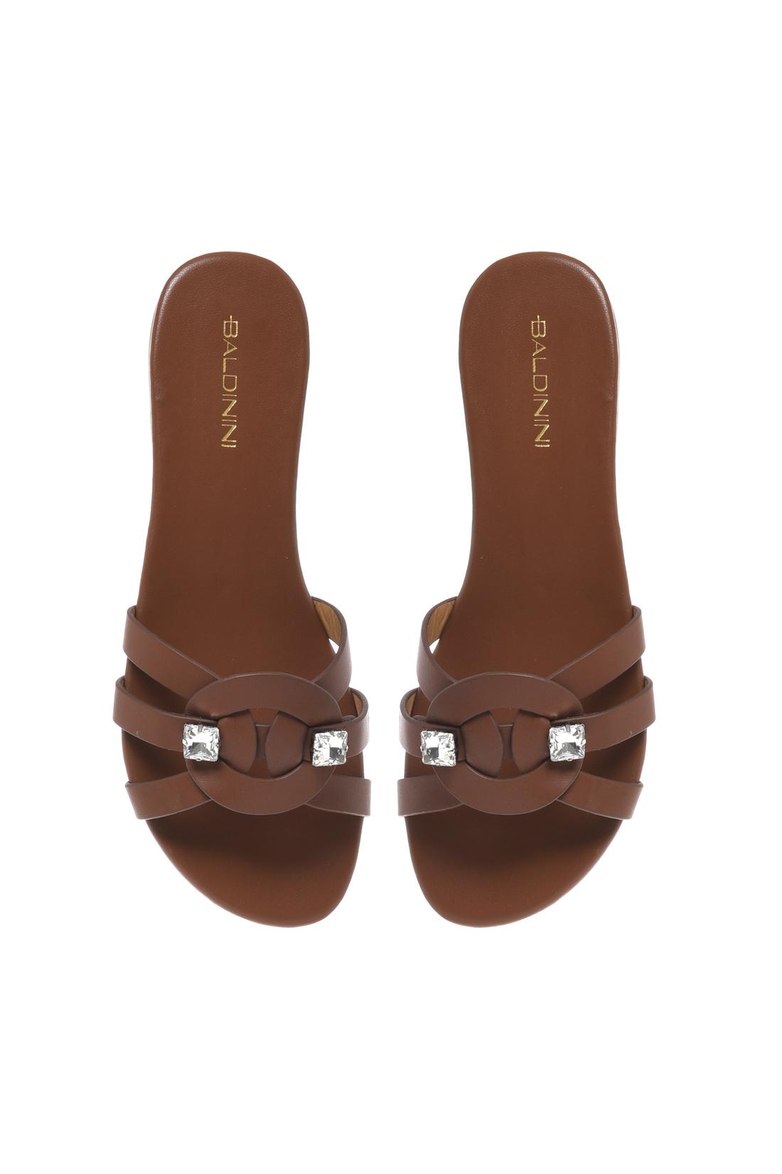 Mule in leather brown