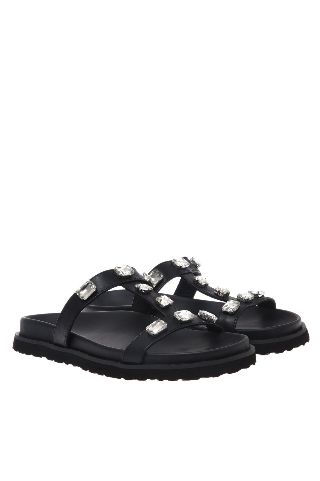 Mule in black leather