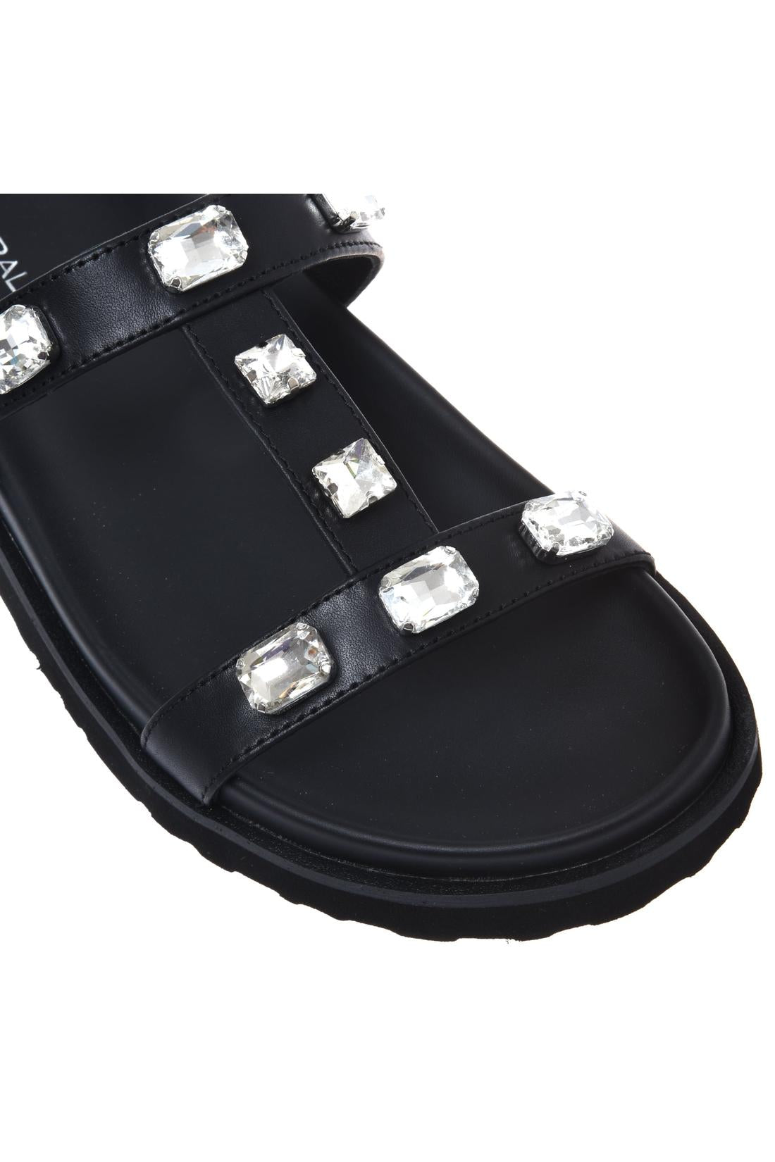 Mule in black leather
