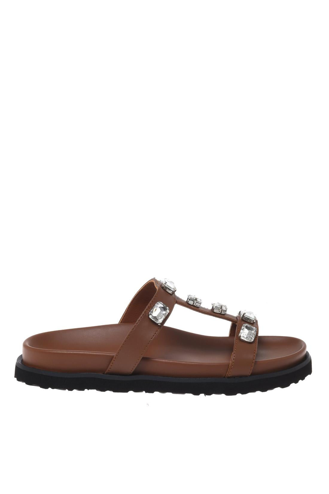 Mule in leather brown