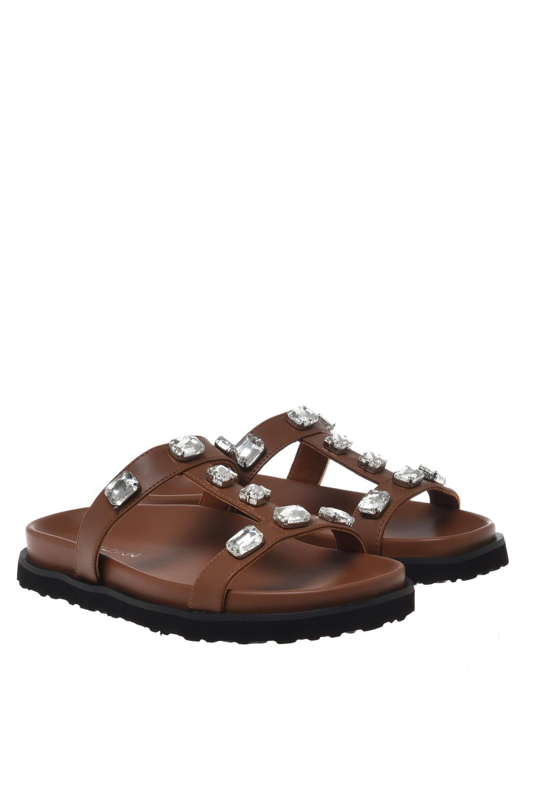 Mule in leather brown