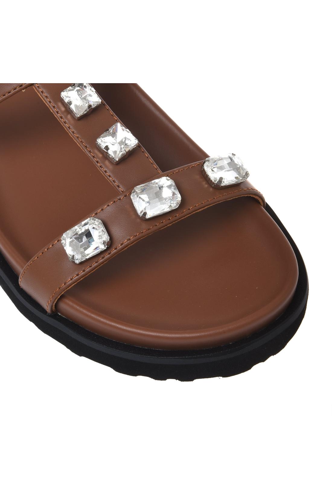 Mule in leather brown