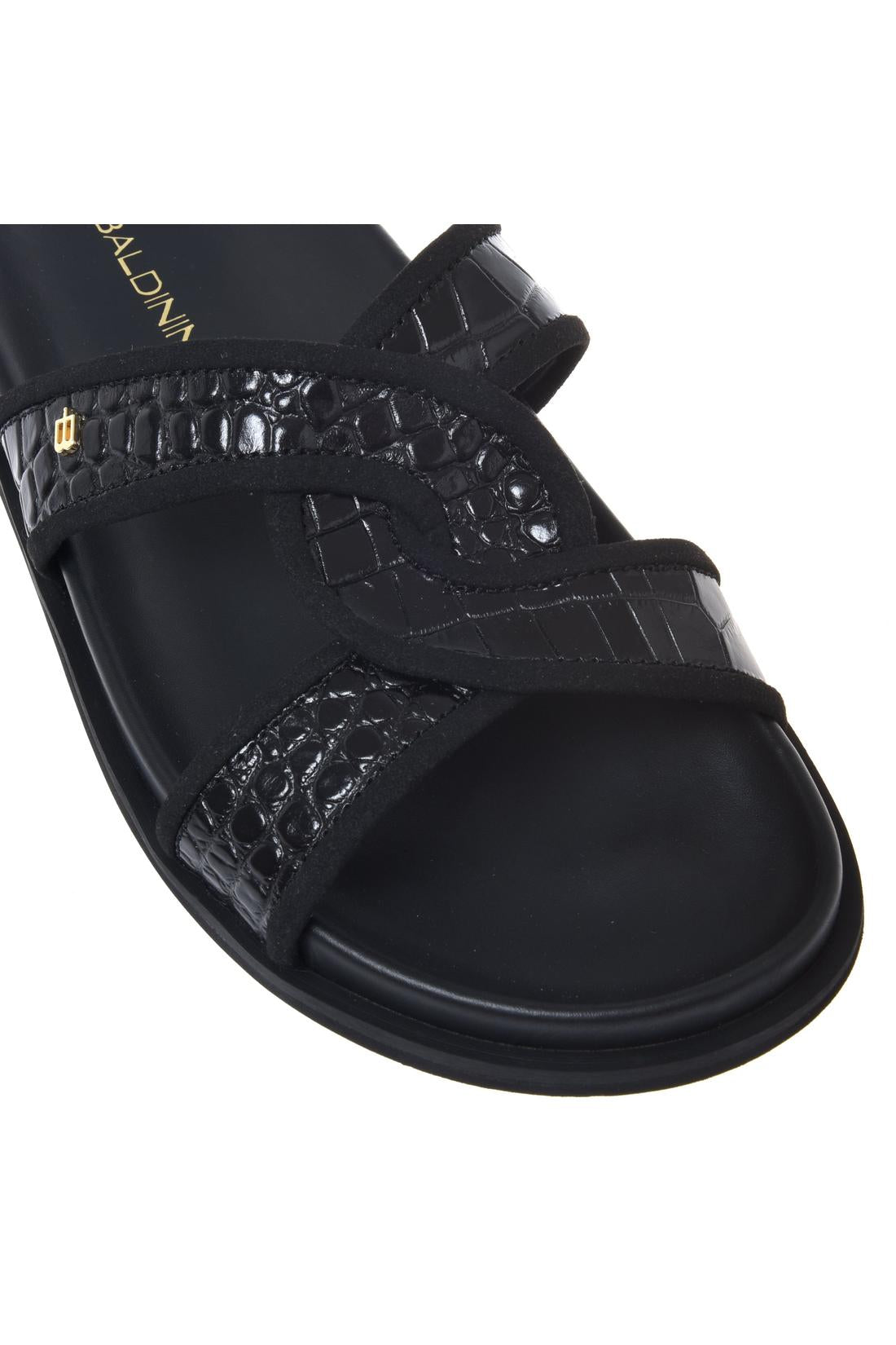 Mule in croc-effect black