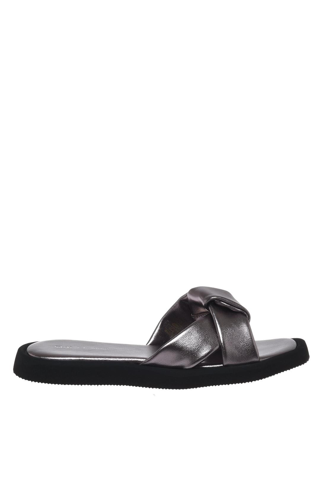 Mule in laminated eco nappa leather grey
