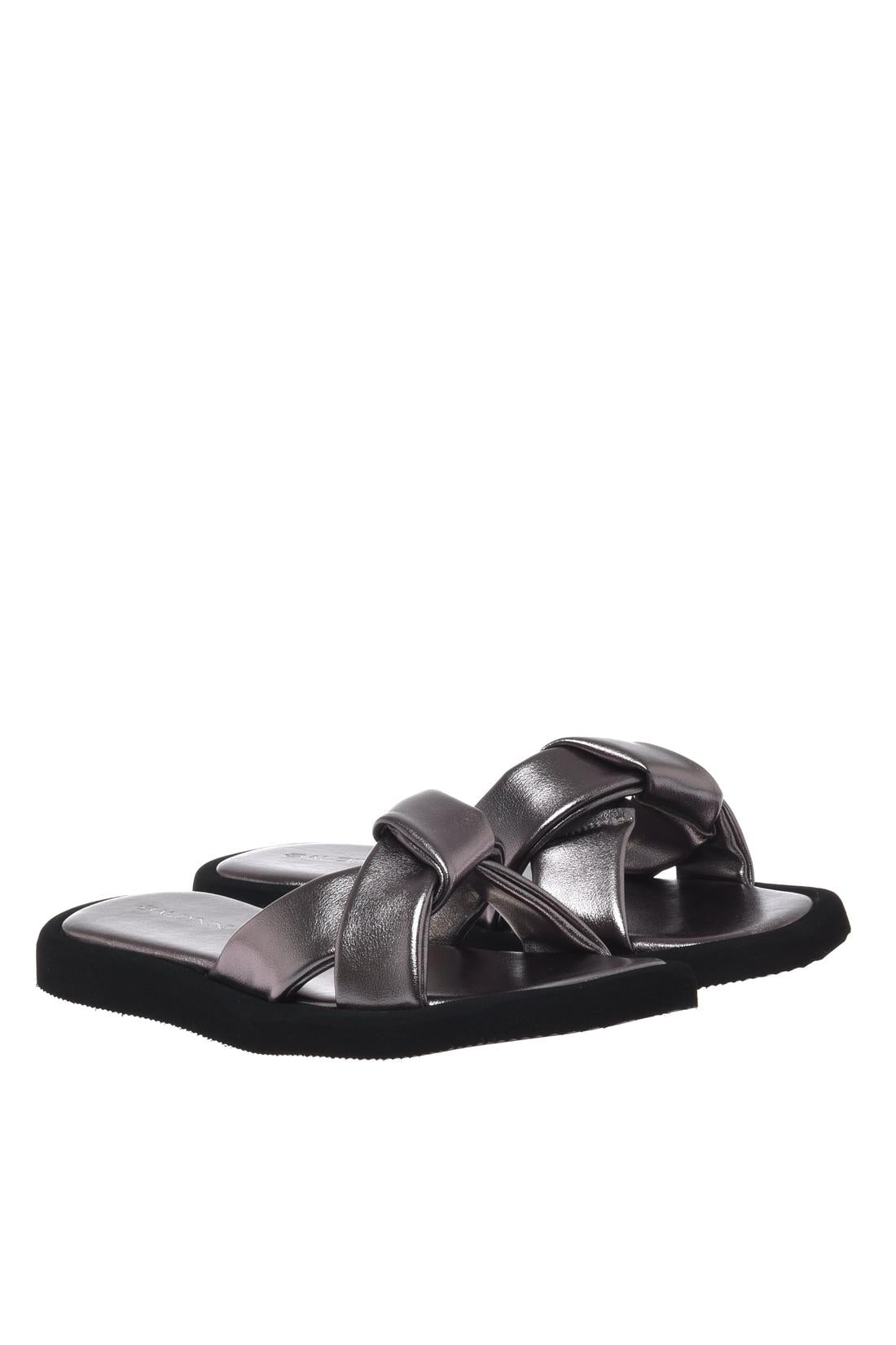 Mule in laminated eco nappa leather grey