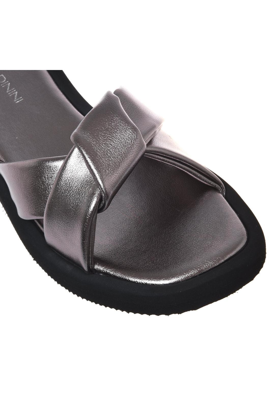Mule in laminated eco nappa leather grey