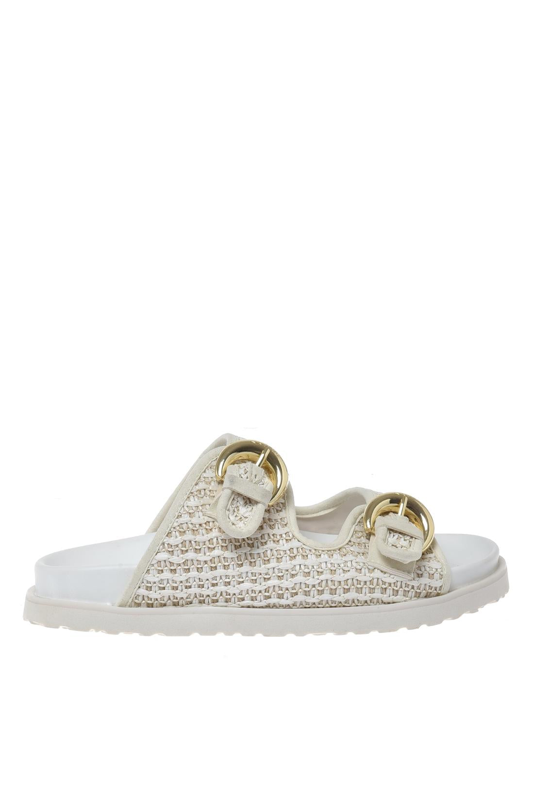 Mule in raffia off white