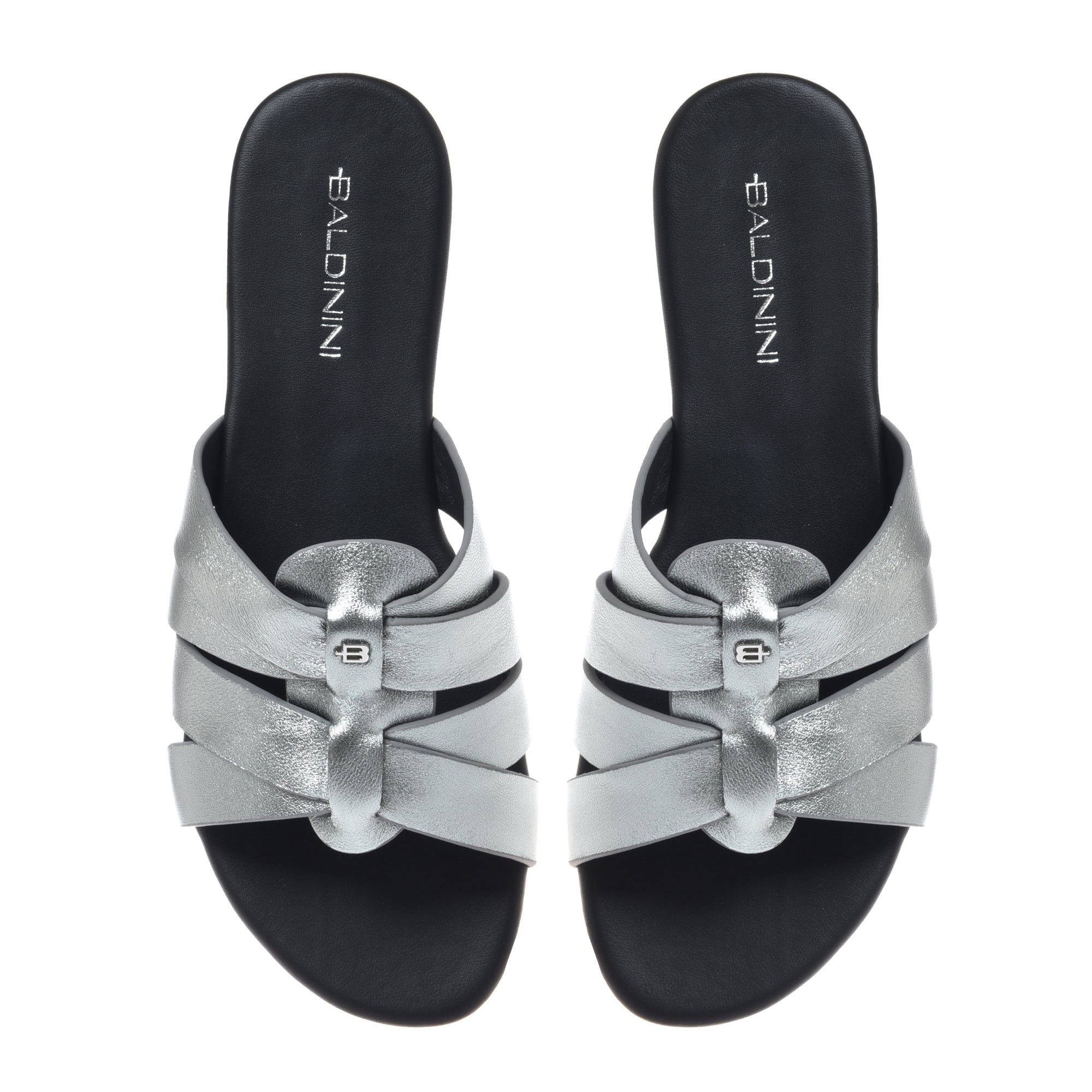 Mule in silver laminated nappa leather-Baldinini-OUTLET-ARCHIVIST-ARCHIVE-SALE