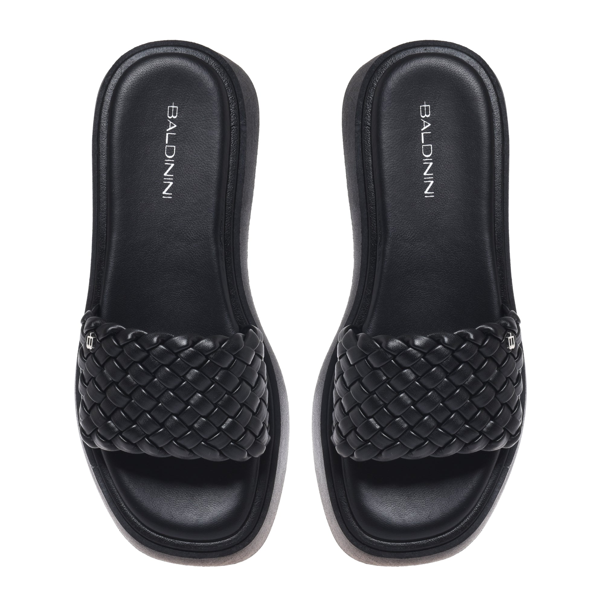 Mule in braided black faux leather-Baldinini-OUTLET-ARCHIVIST-ARCHIVE-SALE