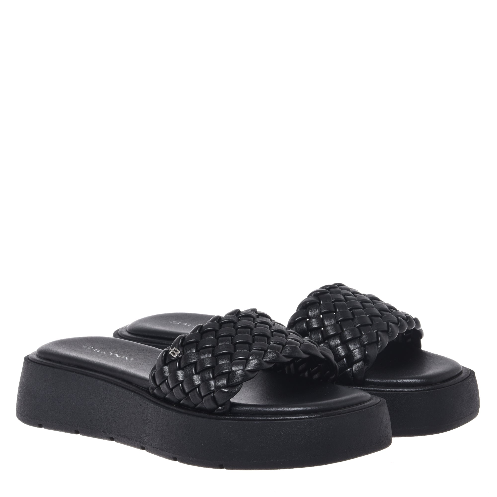 Mule in braided black faux leather-Baldinini-OUTLET-ARCHIVIST-ARCHIVE-SALE