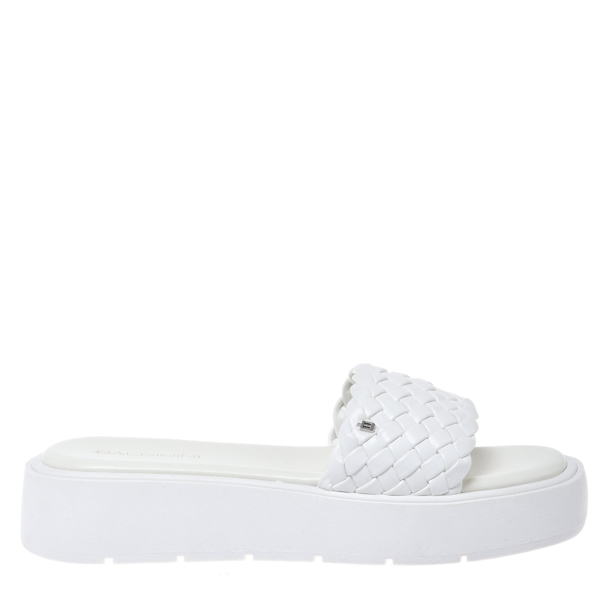 Mule in braided white faux leather-Baldinini-OUTLET-39-BIANCO-ARCHIVIST-ARCHIVE-SALE