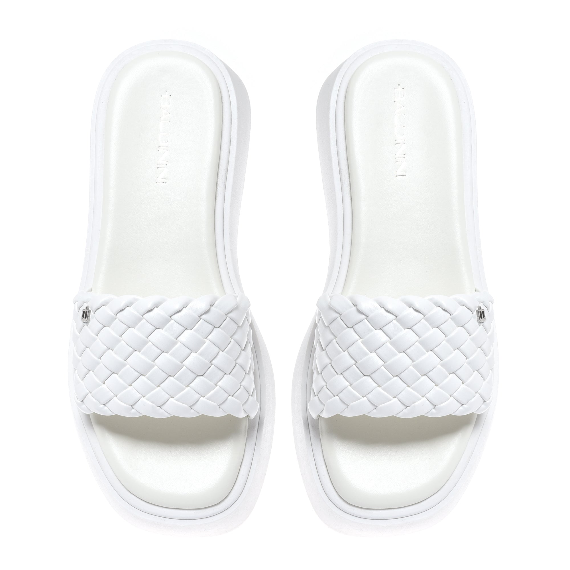 Mule in braided white faux leather-Baldinini-OUTLET-ARCHIVIST-ARCHIVE-SALE