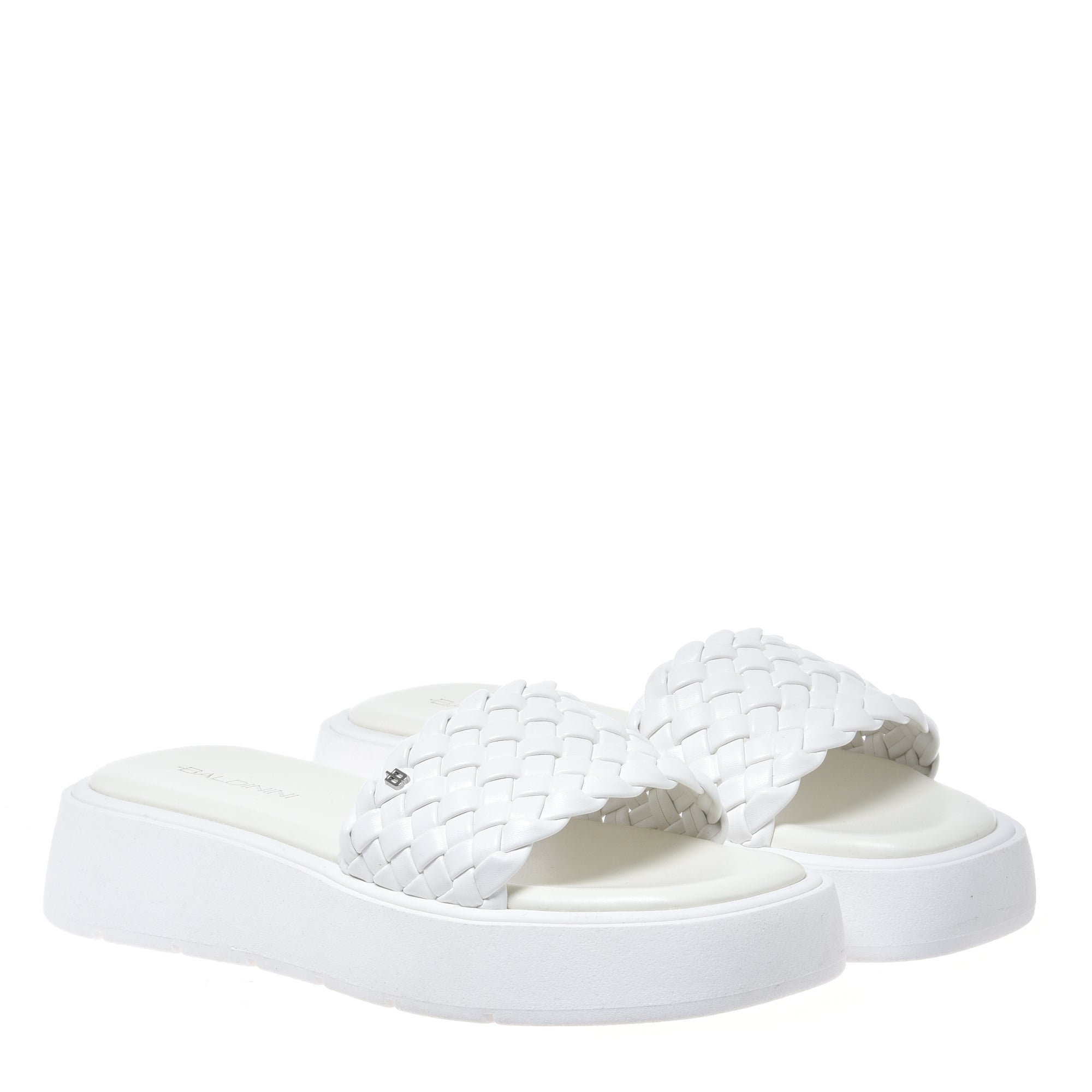 Mule in braided white faux leather-Baldinini-OUTLET-ARCHIVIST-ARCHIVE-SALE