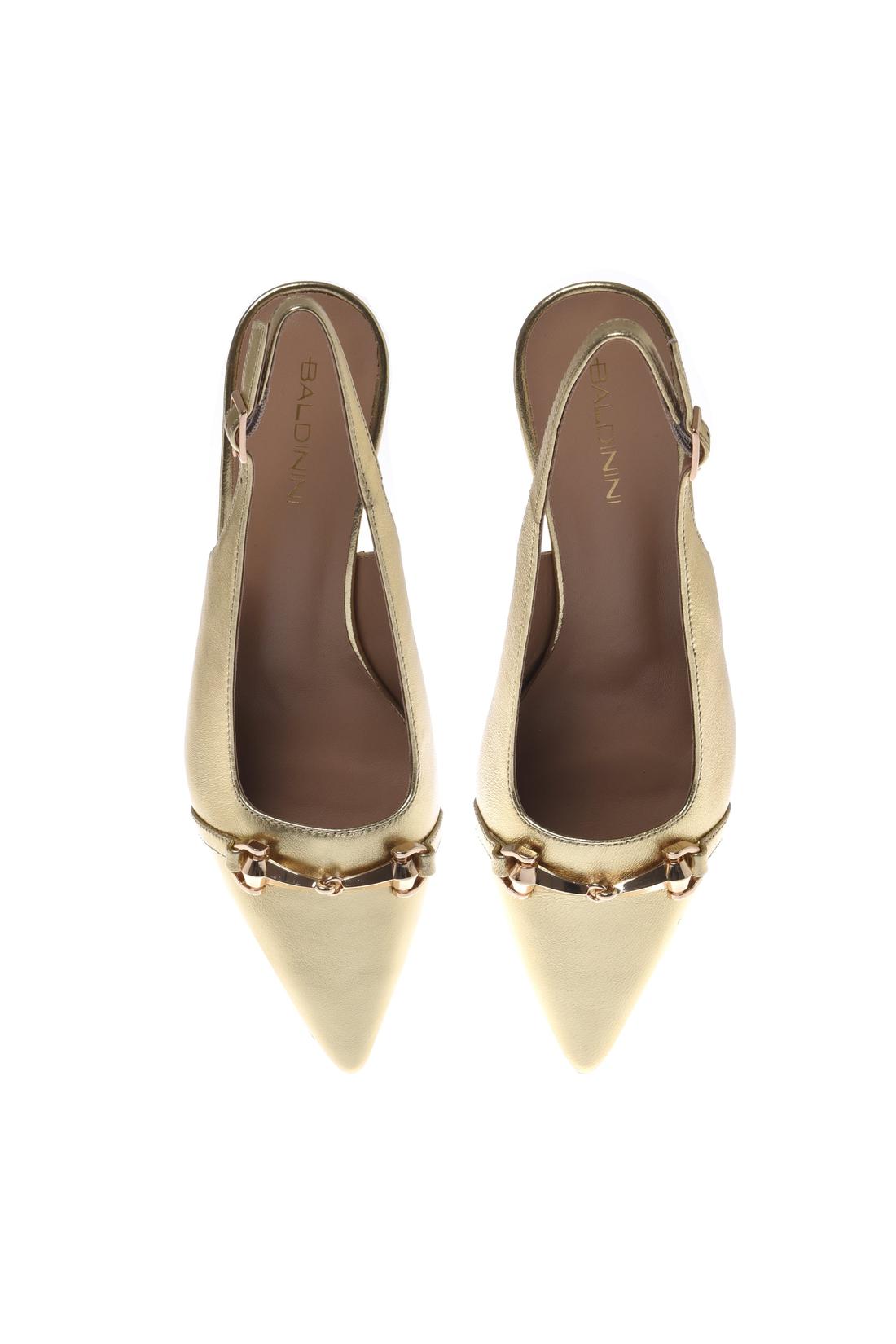 Slingback in mirrored patent leather light gold