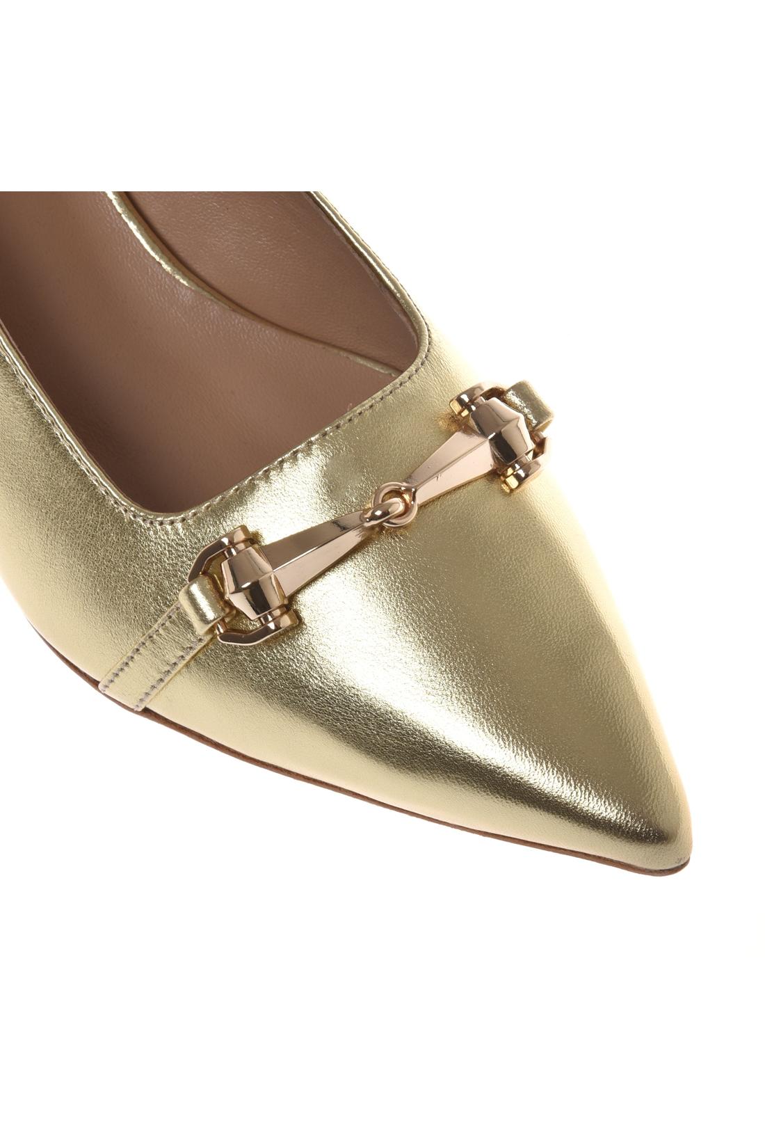 Slingback in mirrored patent leather light gold