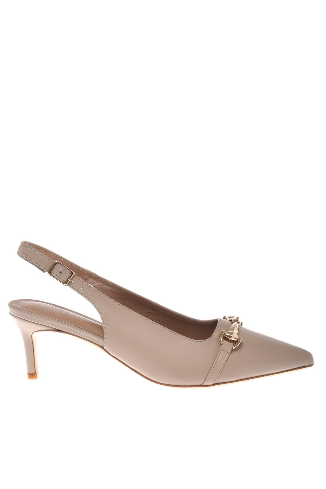 Slingback in leather nude