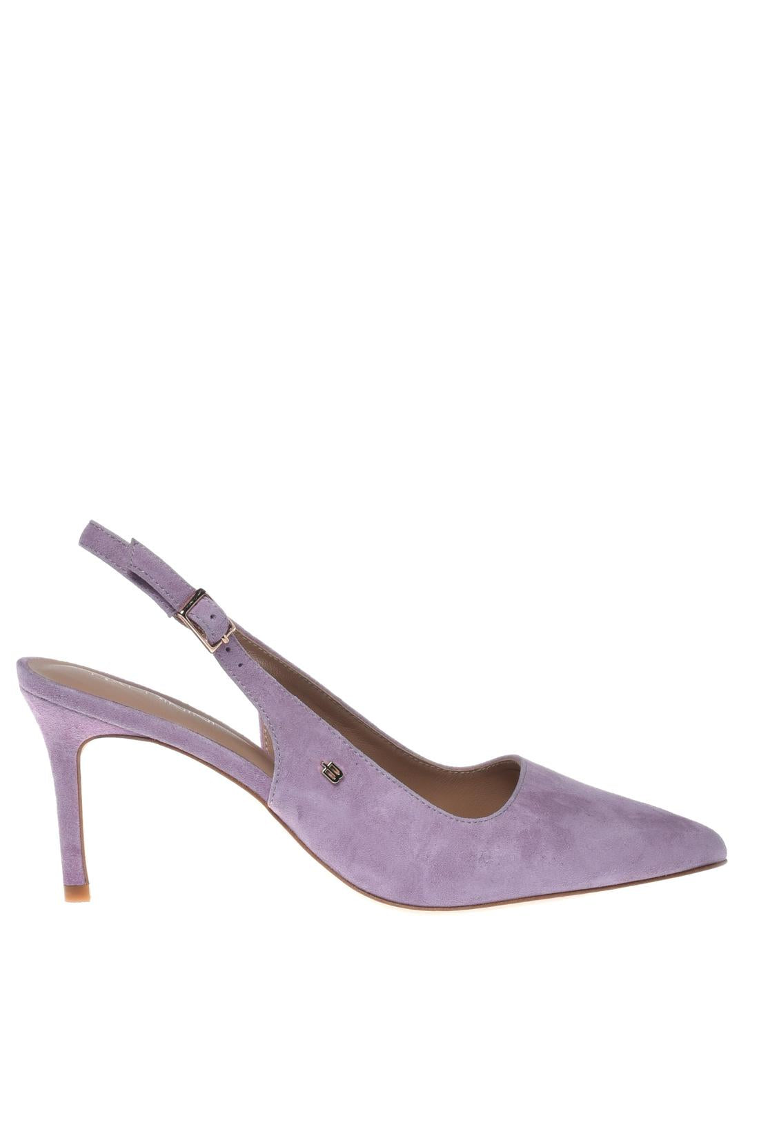 Slingback in suede lilac