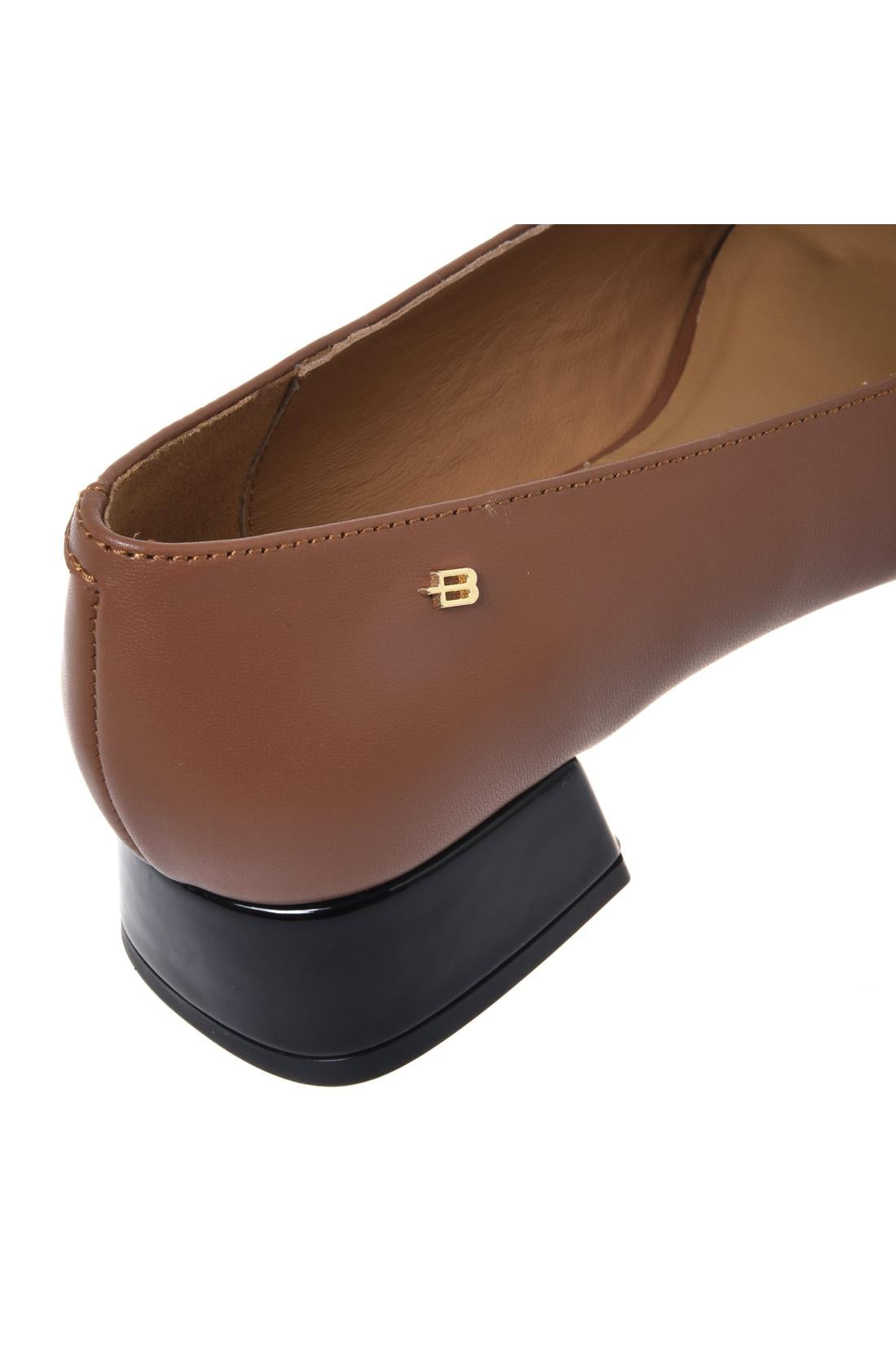 Brown leather and black patent décolleté-Baldinini-OUTLET-ARCHIVIST-ARCHIVE-SALE