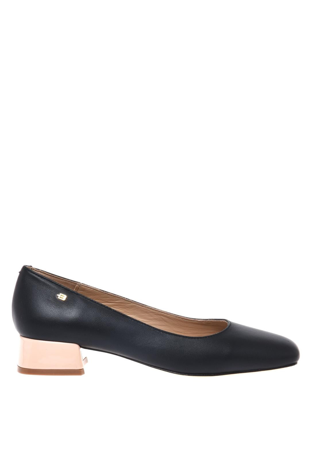 Black leather and nude patent décolleté-Baldinini-OUTLET-35-NERO-NUDE-ARCHIVIST-ARCHIVE-SALE