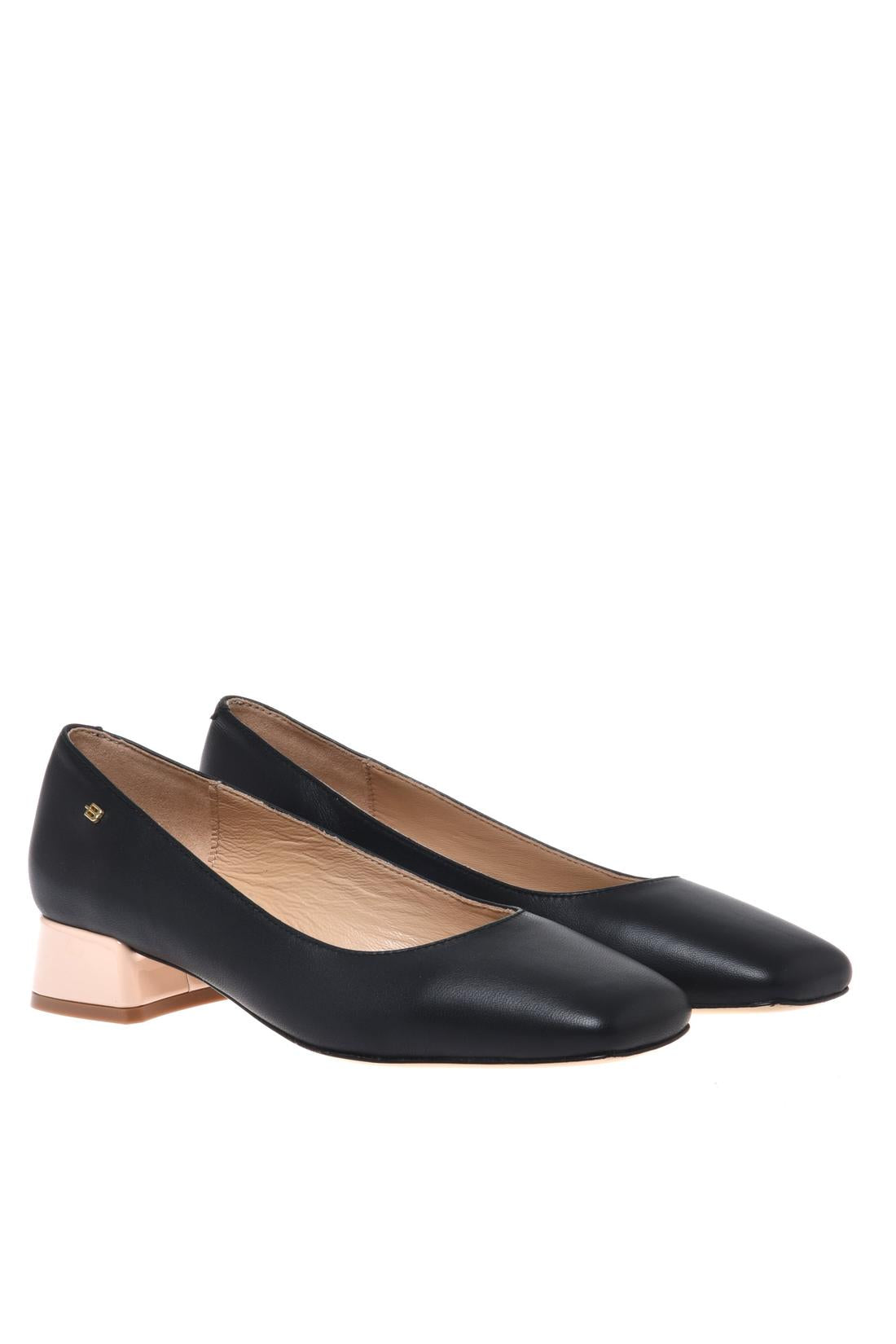 Black leather and nude patent décolleté-Baldinini-OUTLET-ARCHIVIST-ARCHIVE-SALE