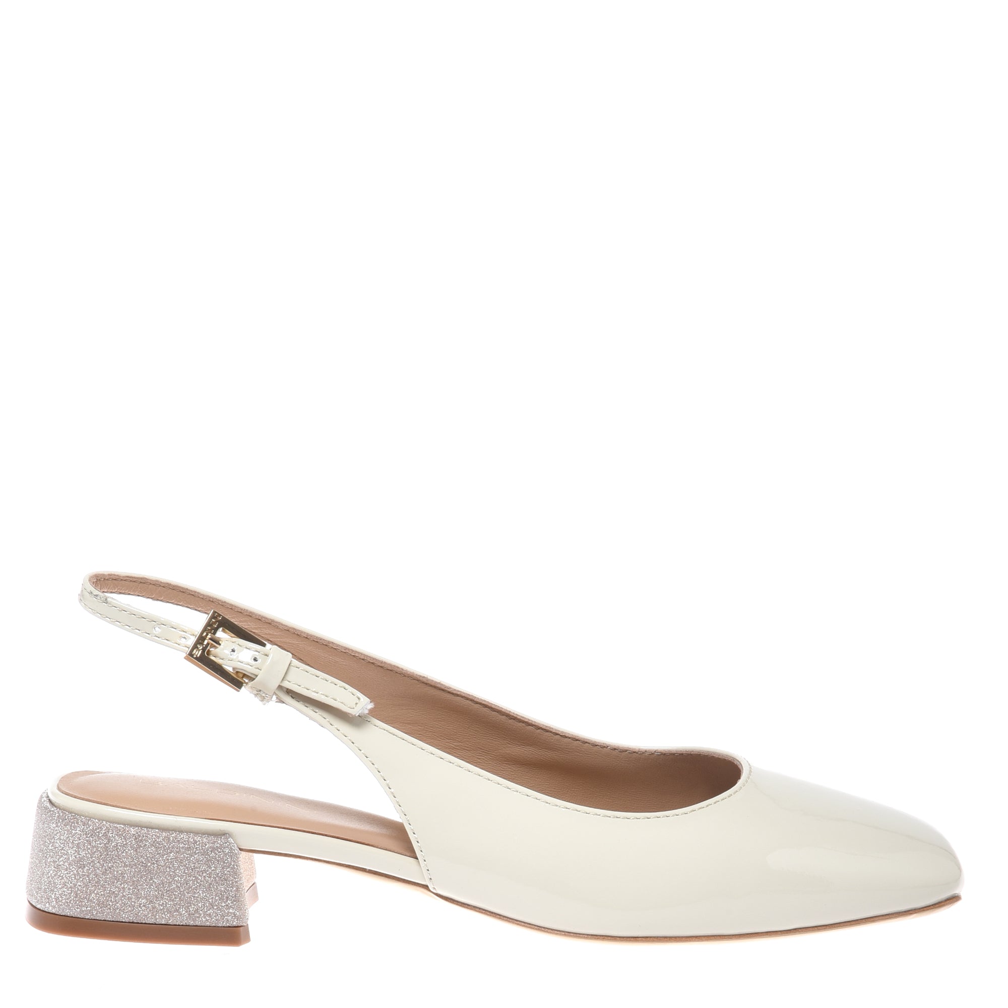 Slingback in off‑white patent leather-Baldinini-OUTLET-35-VANIGLIA-ARCHIVIST-ARCHIVE-SALE