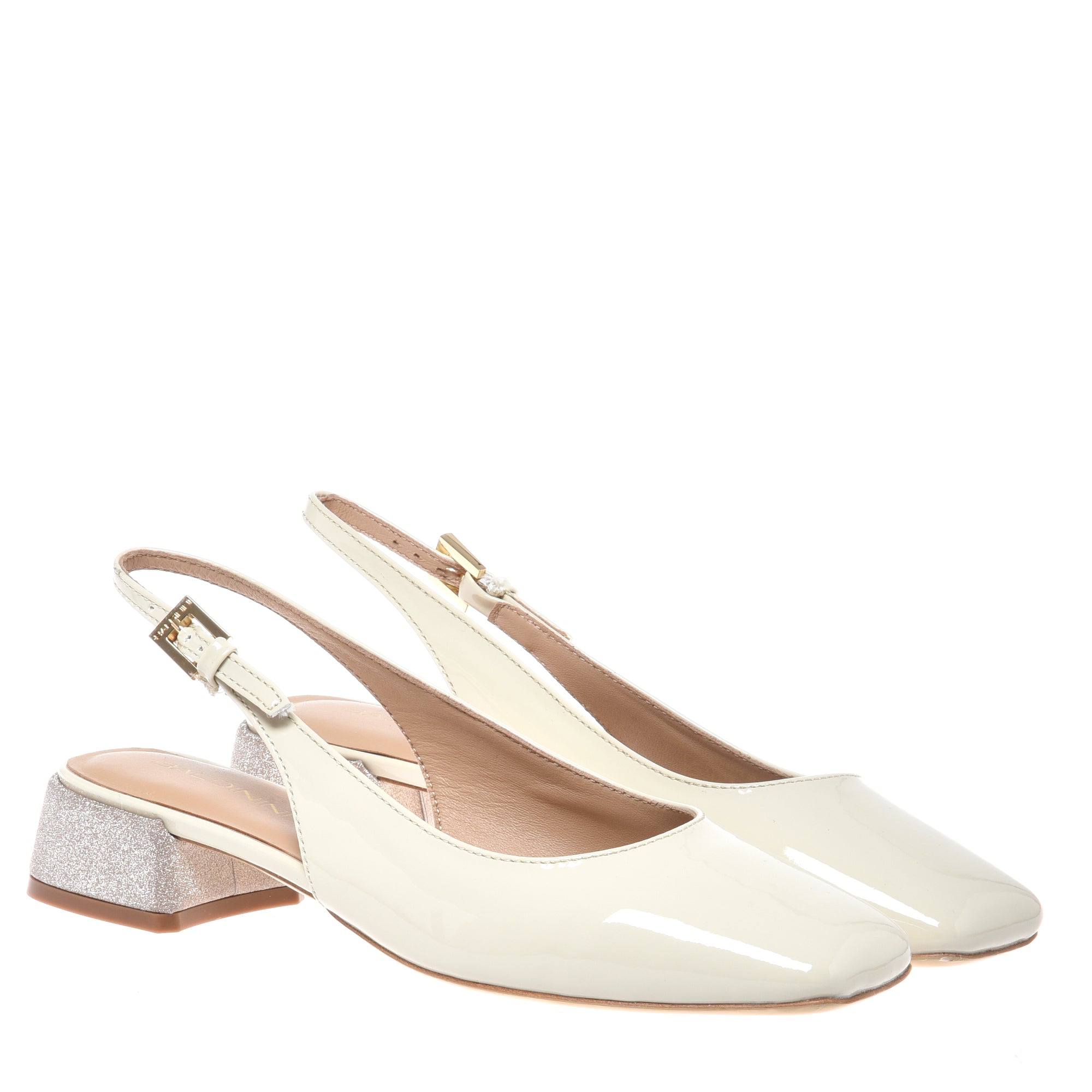 Slingback in off‑white patent leather-Baldinini-OUTLET-ARCHIVIST-ARCHIVE-SALE