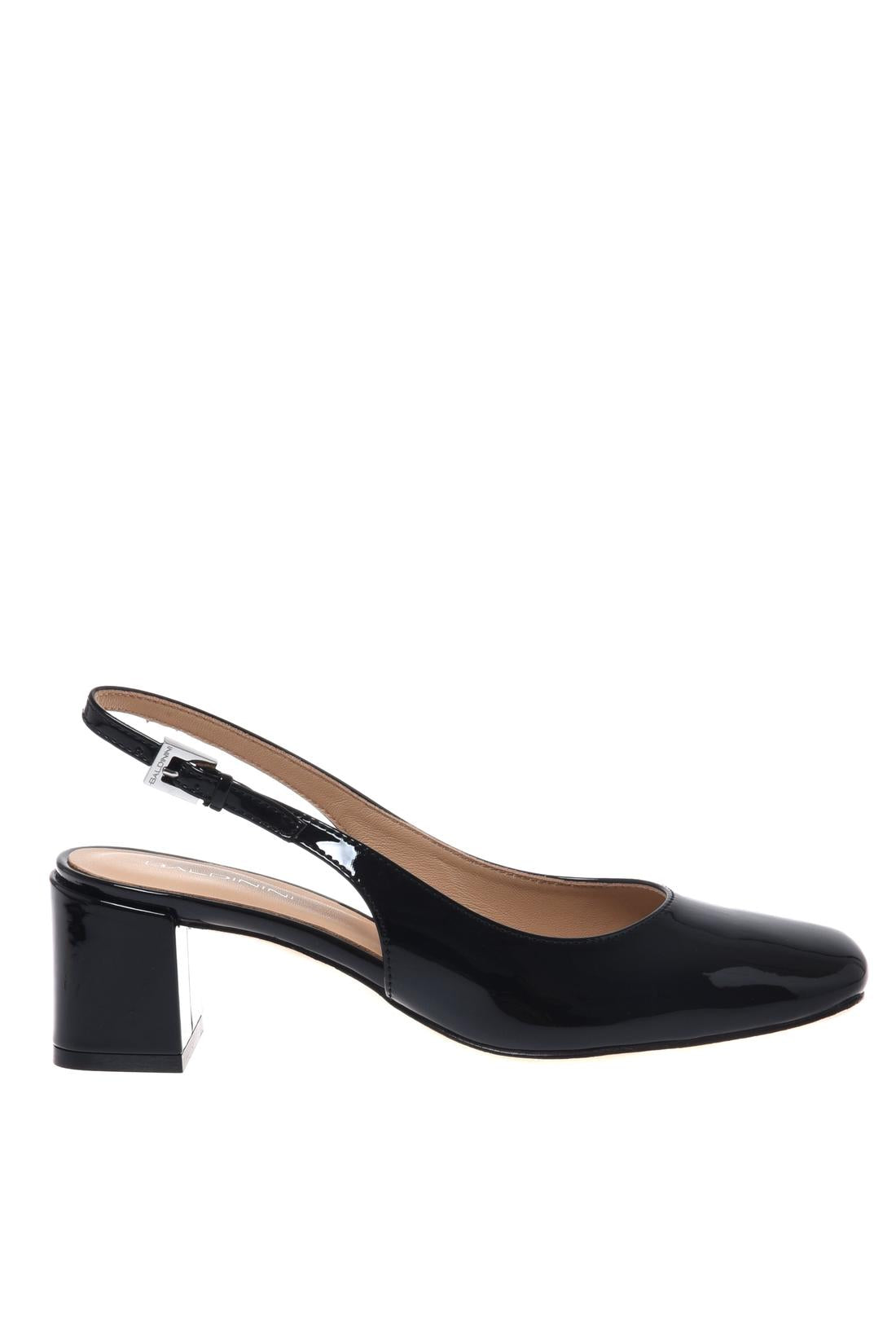 Black patent leather slingback
