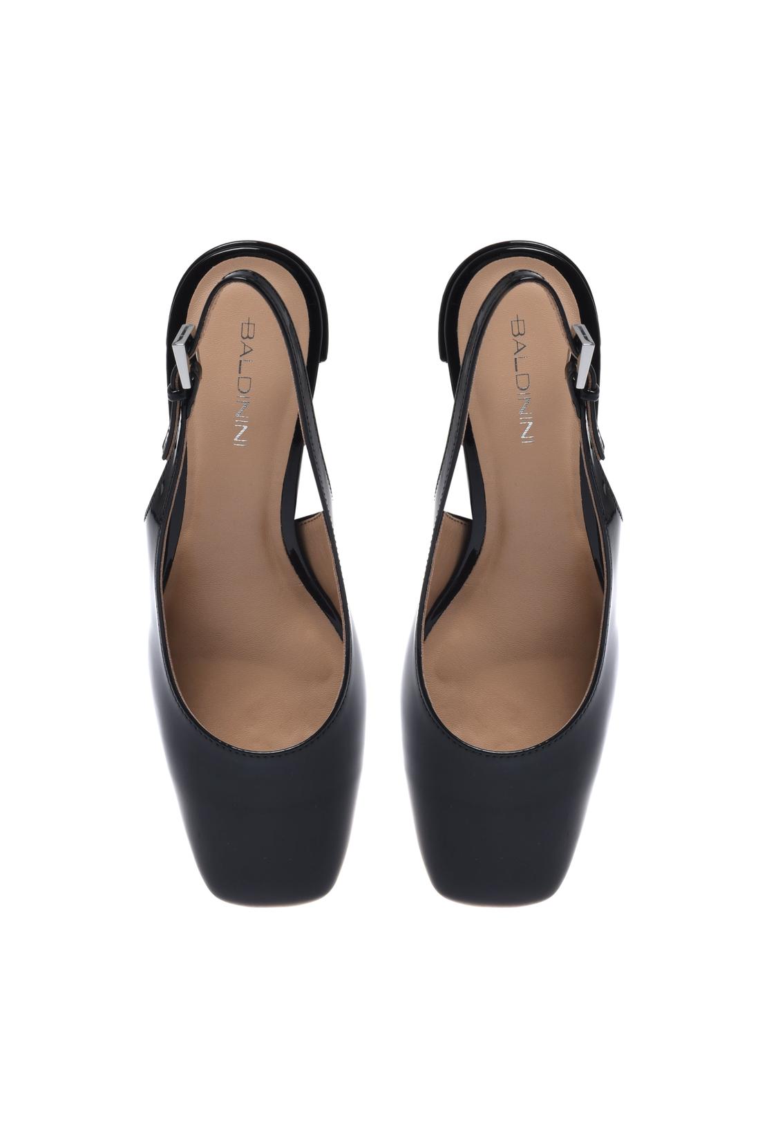 Black patent leather slingback