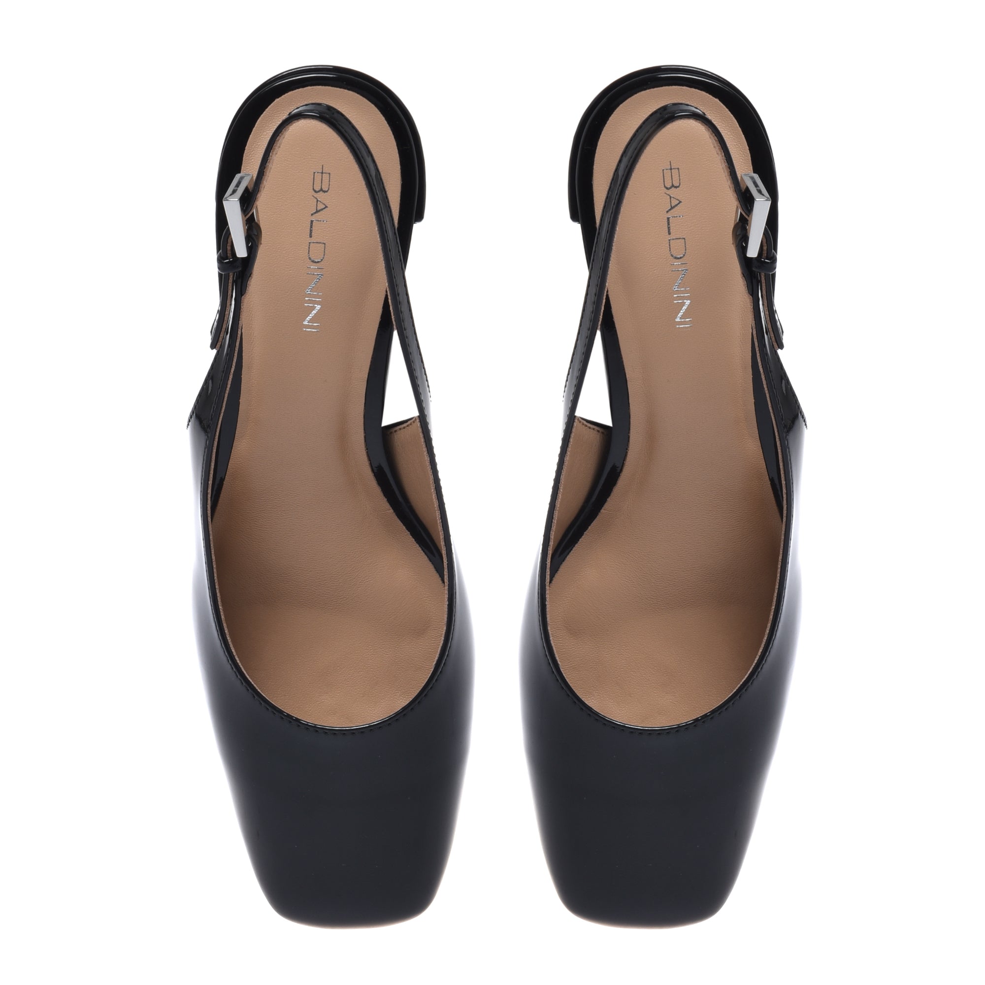 Black patent leather slingback