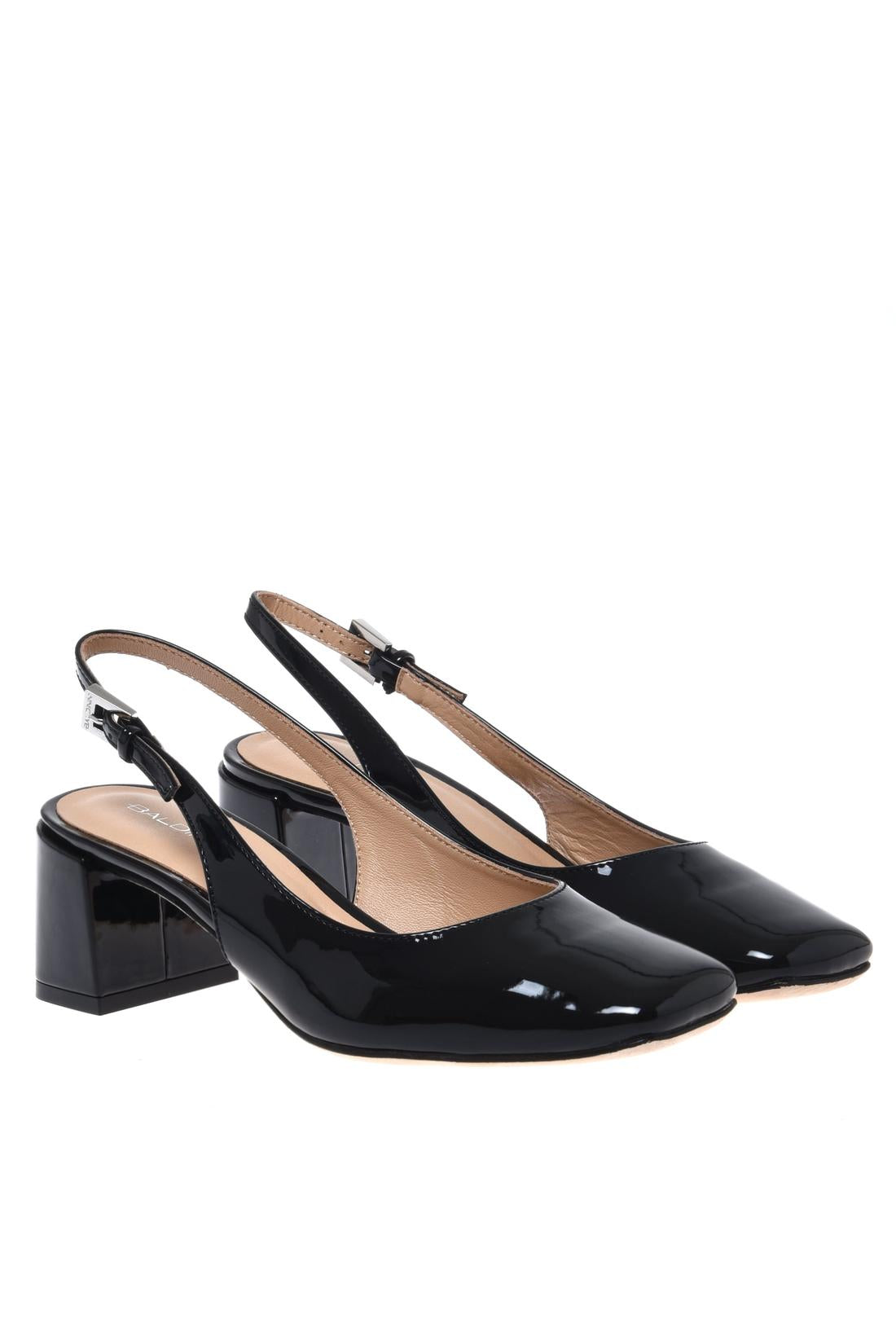 Black patent leather slingback